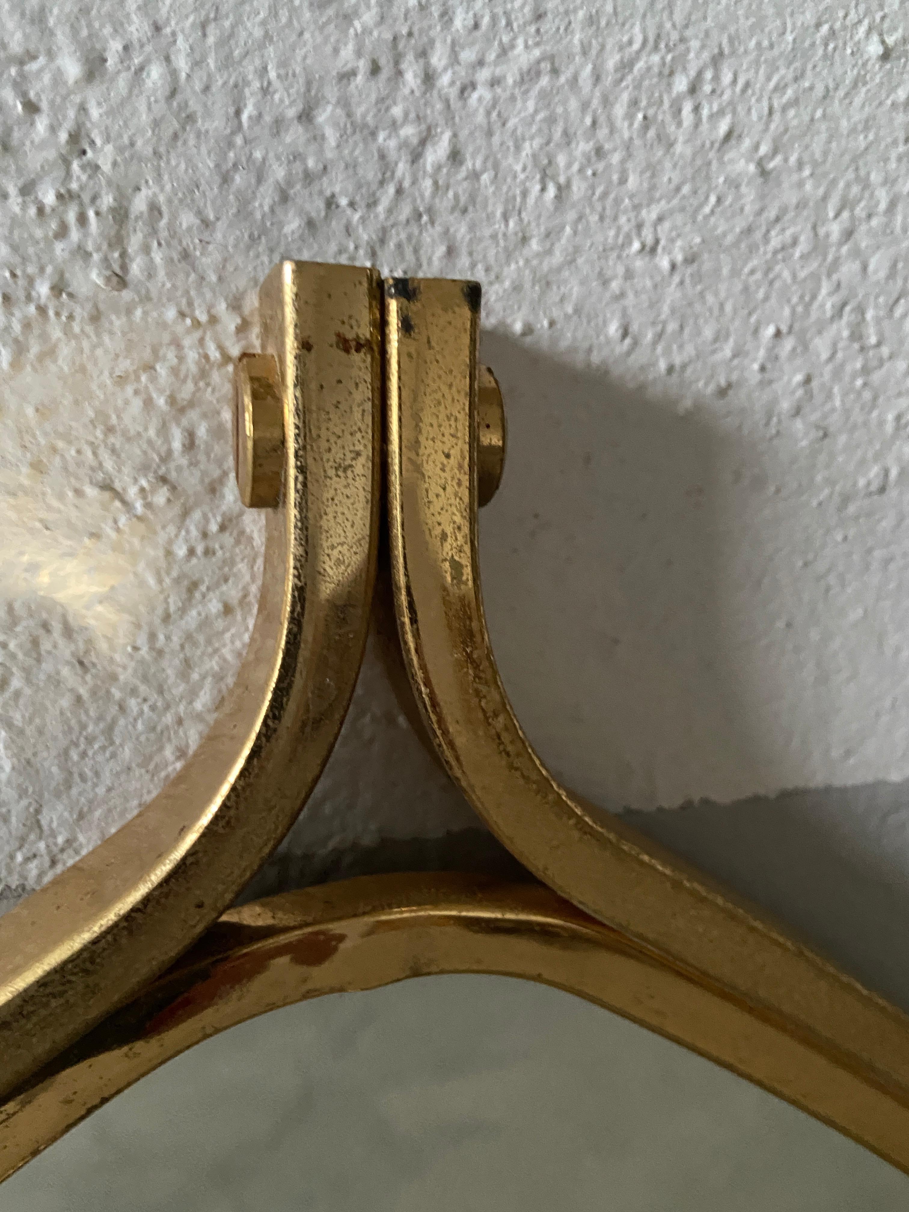 Mid-Century Modern Italian Gilt Metal Wall Mirror, 1970s 3