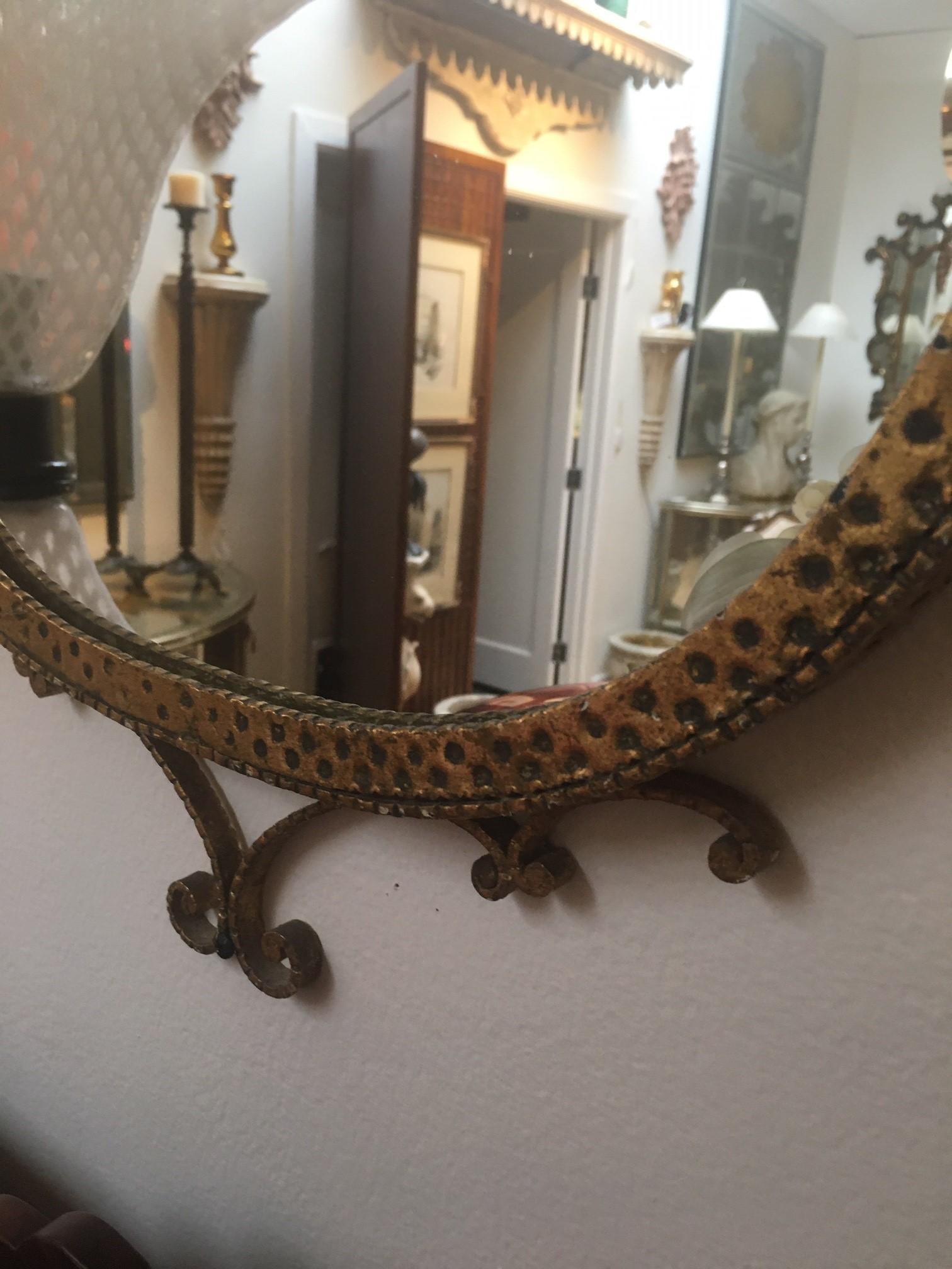 Mid Century Modern Italienischer Vergoldeter Schmiedeeisen Wandspiegel von Pier Luigi Colli im Angebot 3