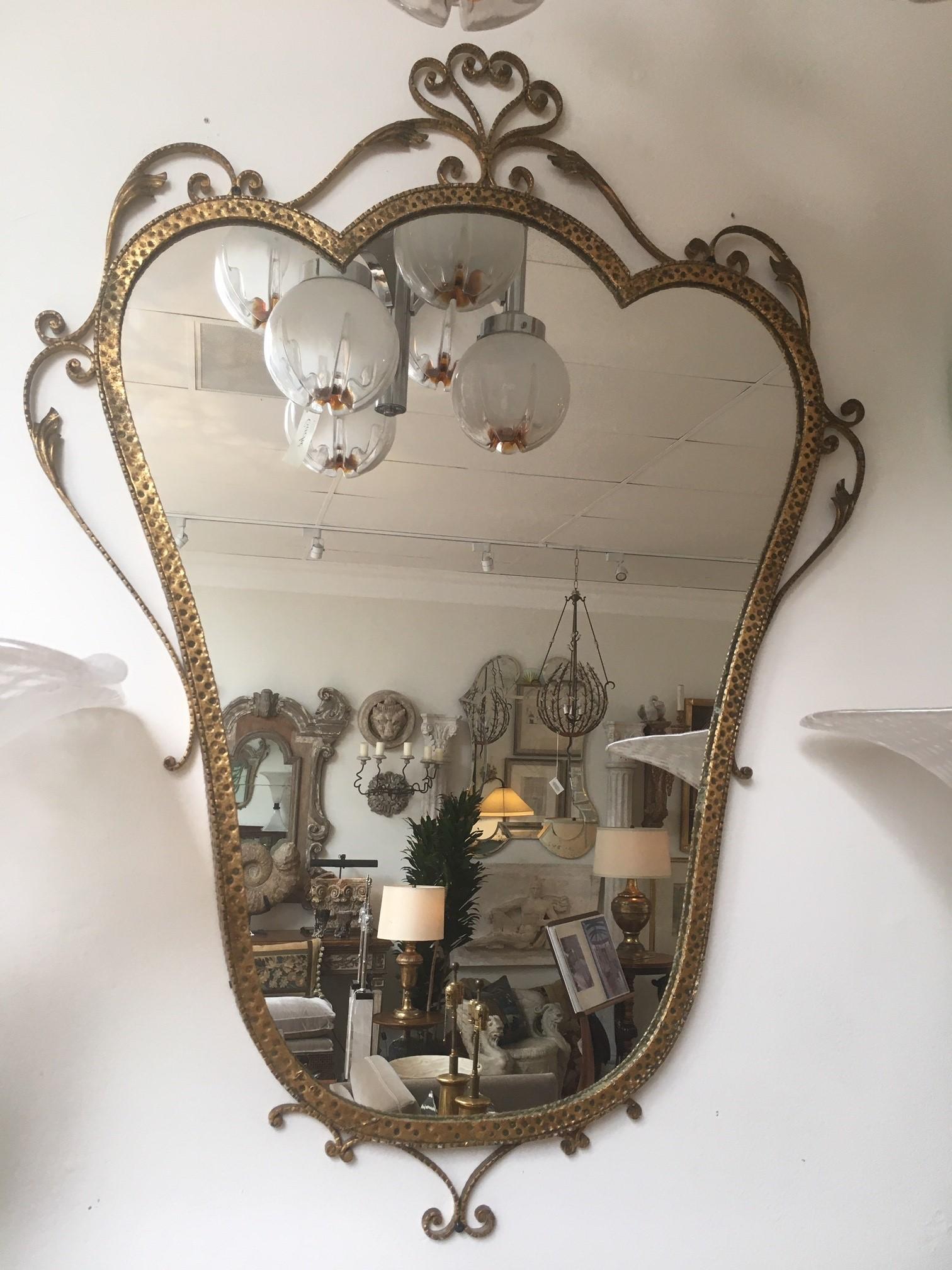 Mid Century Modern Italienischer Vergoldeter Schmiedeeisen Wandspiegel von Pier Luigi Colli im Angebot 6