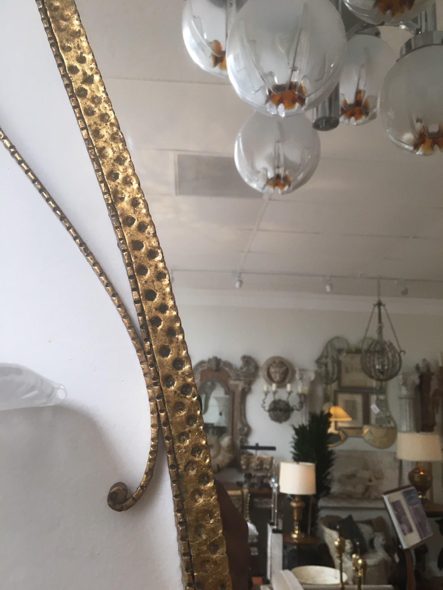 Mid Century Modern Italienischer Vergoldeter Schmiedeeisen Wandspiegel von Pier Luigi Colli im Angebot 1