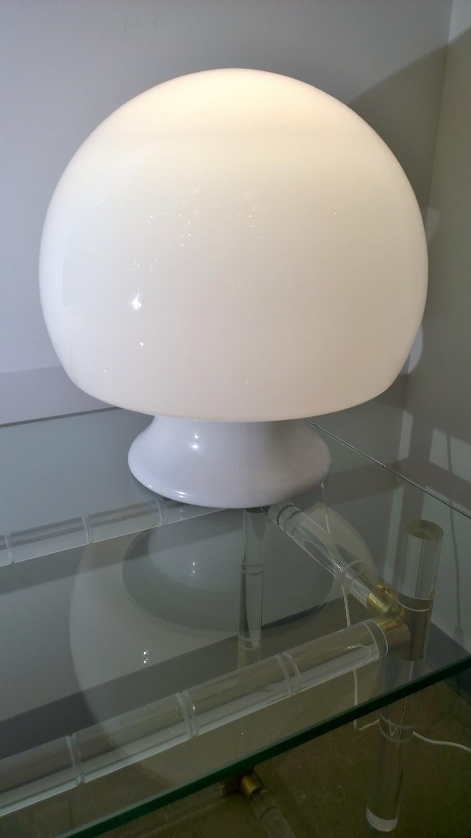 Mid-Century Modern Italian Gino Vistosi Style White Murano Glass Mushroom Lamp 4