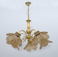Lustre italien en verre et laiton, 1960s