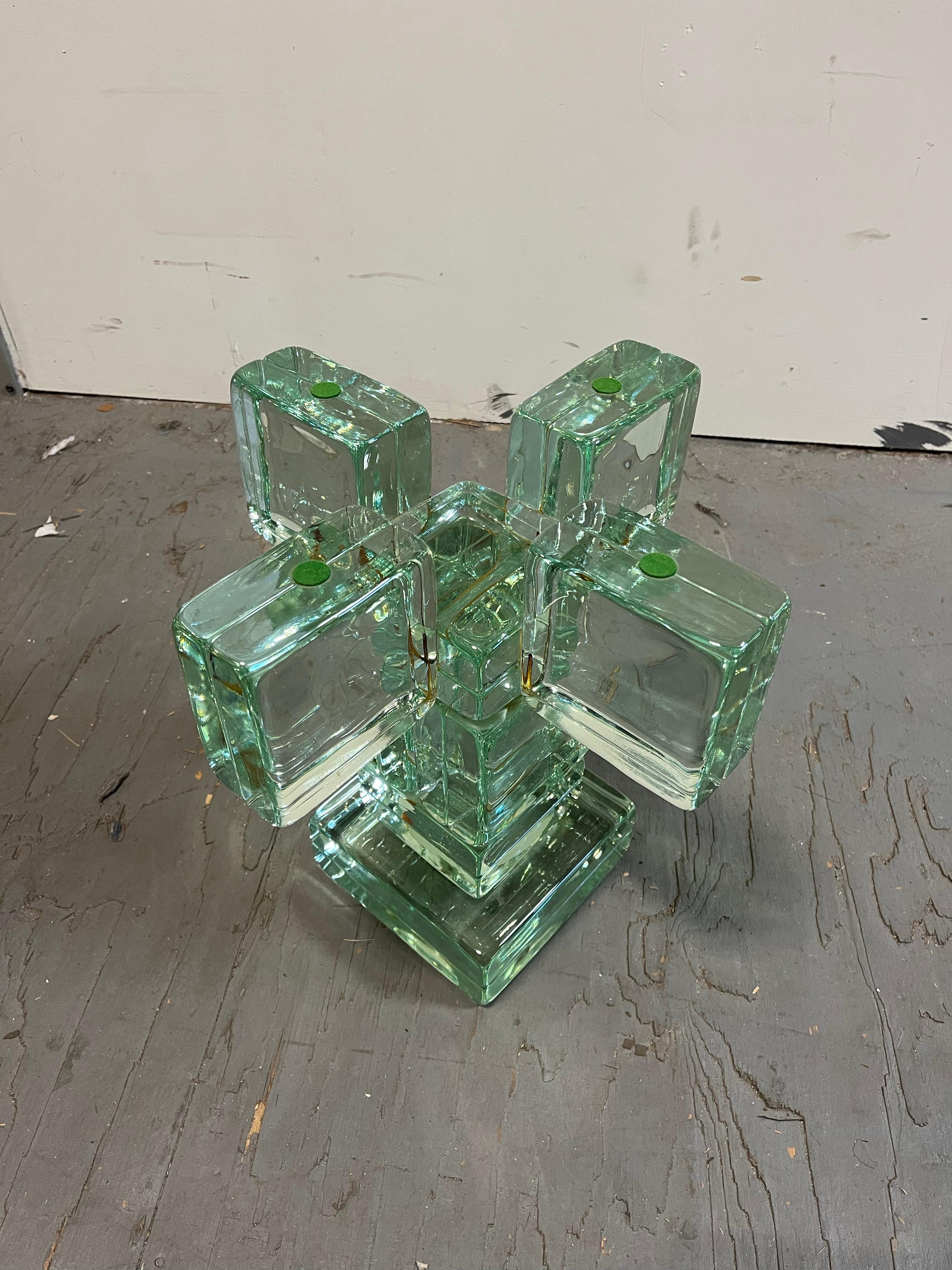 Moderner italienischer Glasblocktisch aus der Jahrhundertmitte (amerikanisch)