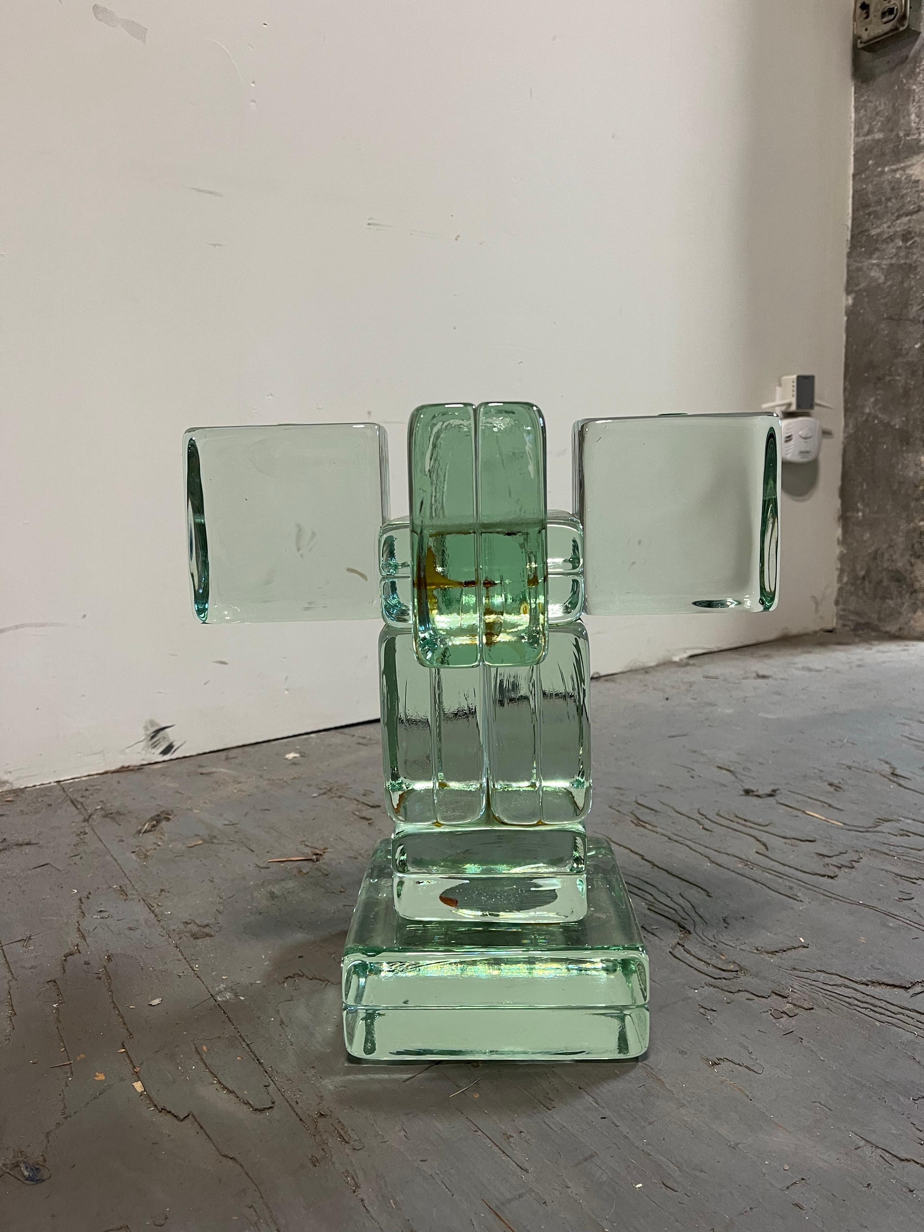 Moderner italienischer Glasblocktisch aus der Jahrhundertmitte im Zustand „Gut“ in W Allenhurst, NJ