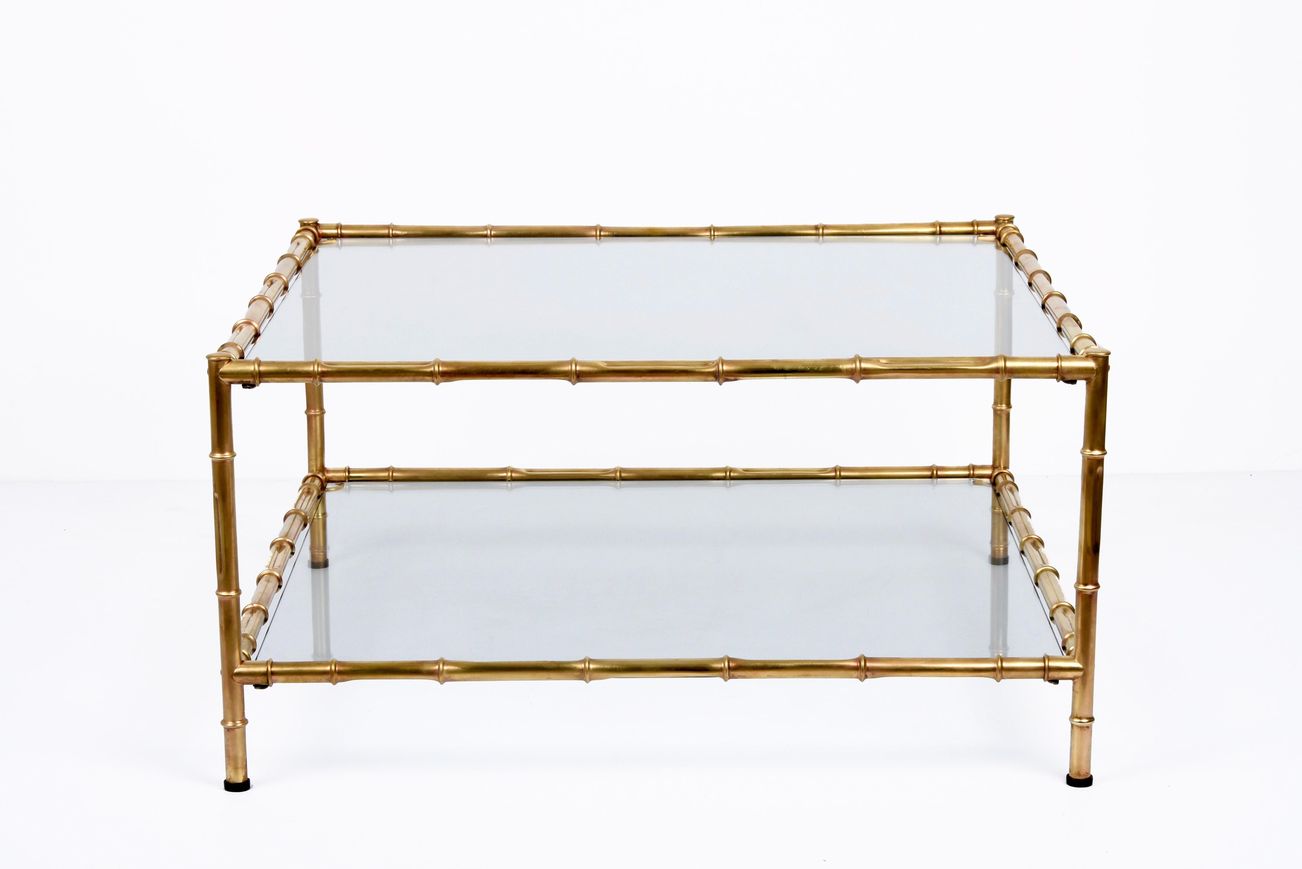 Mid-Century Modern Italian Glass Brass and Faux Bamboo Coffee Table, 1970s 5