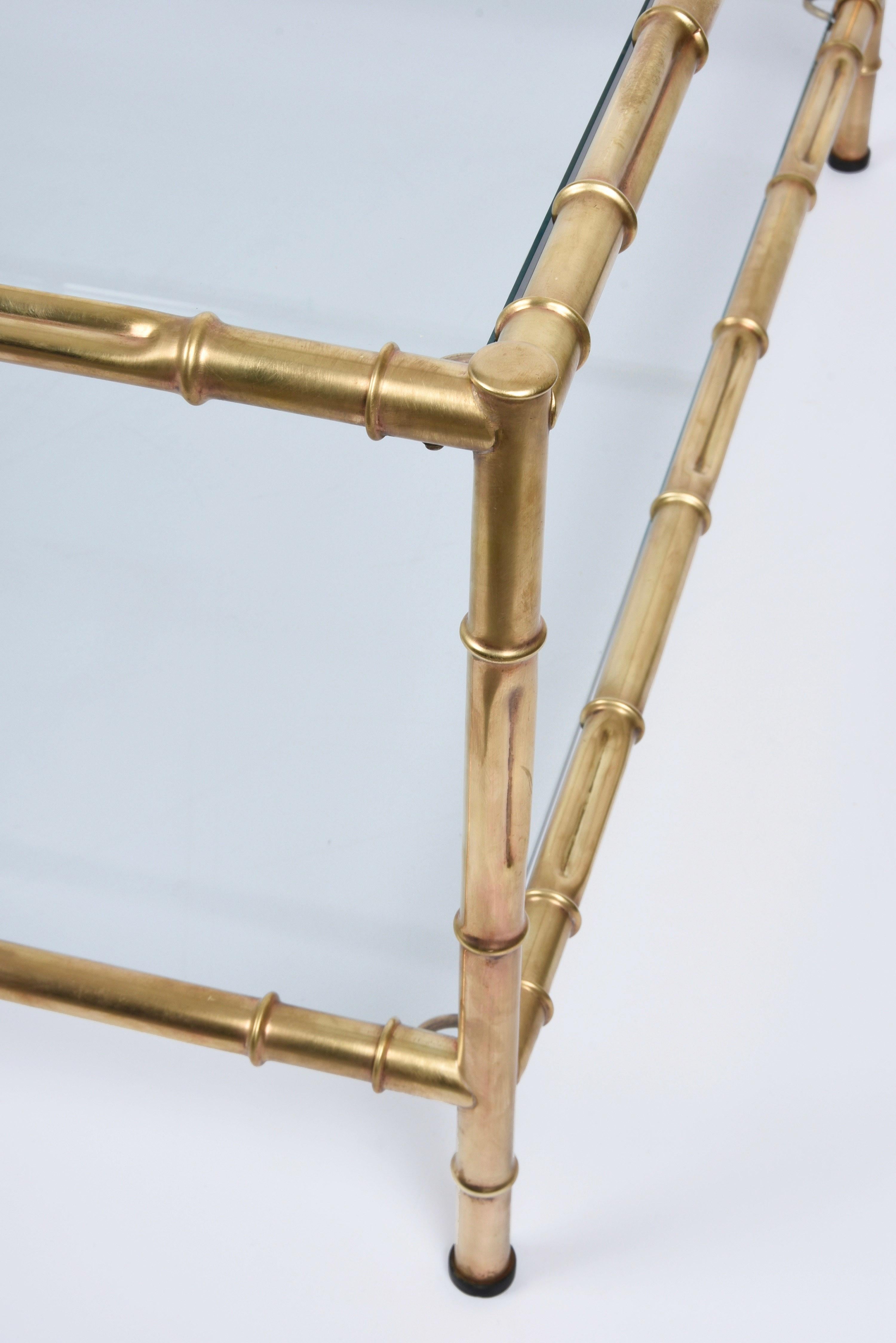 Mid-Century Modern Italian Glass Brass and Faux Bamboo Coffee Table, 1970s 6