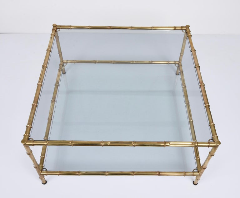 Mid 20th Century Mid Century Modern Faux Brass Bamboo & Glass