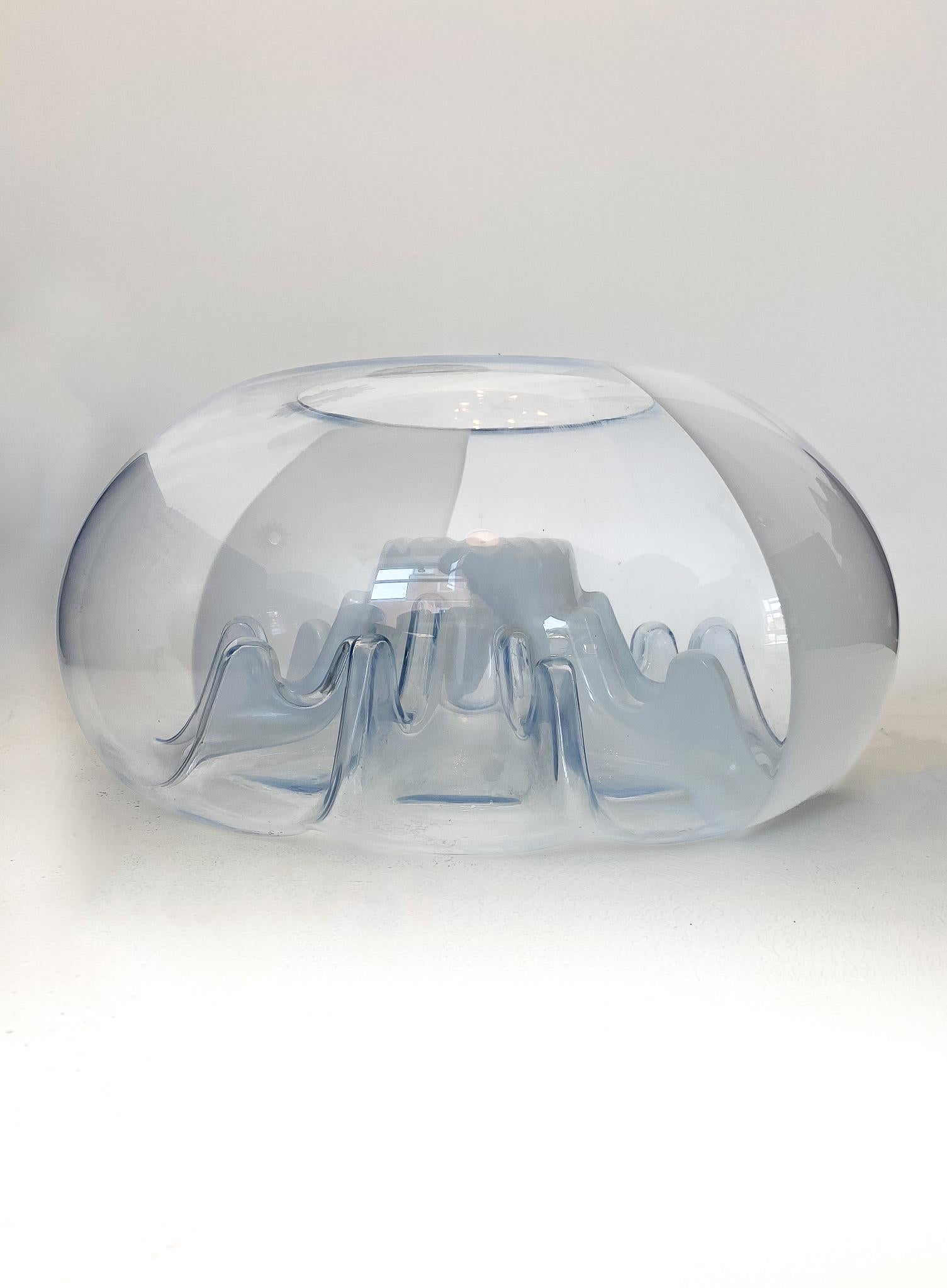 Fait main Lampe à suspension italienne chromée en verre, mi-siècle moderne, de T.  Zuccheri, Italie 1970 en vente