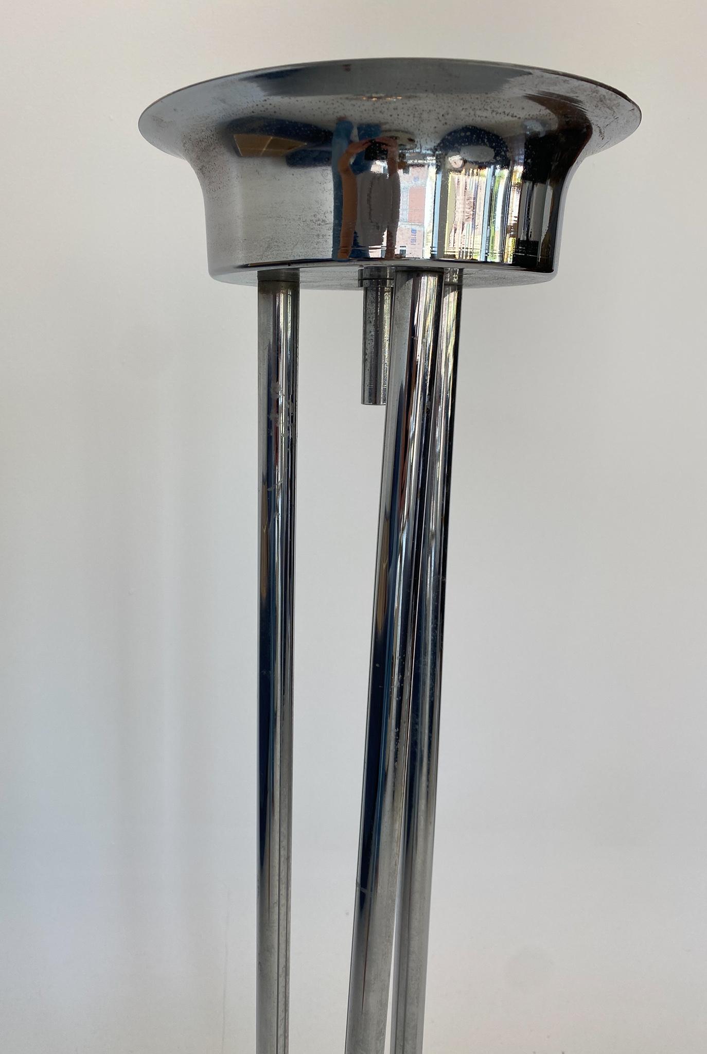 Mid-Century Modern Italian Glass Chrome Pendant Lamp by T.  Zuccheri, Italy 1970 For Sale 2