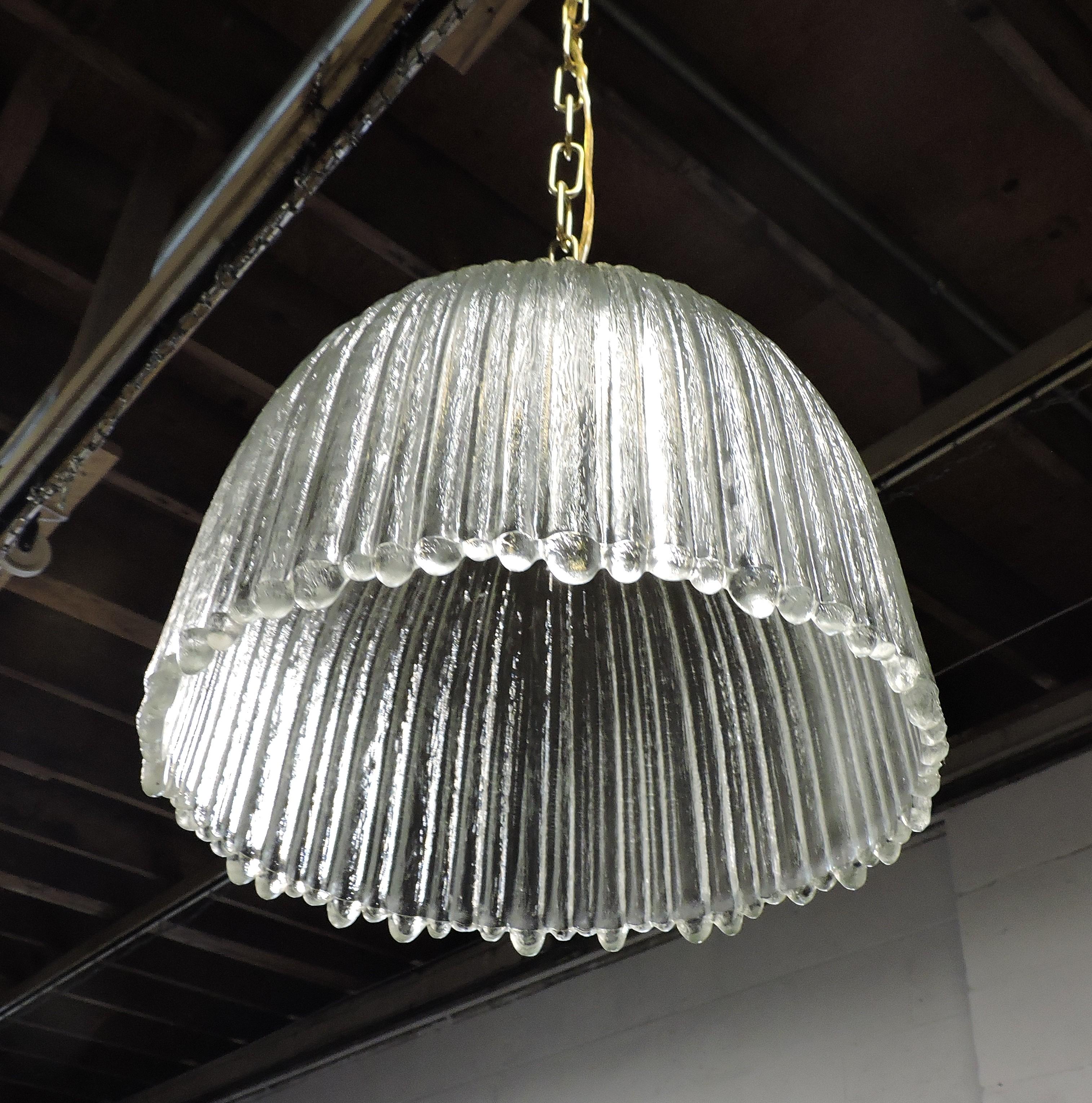 Mid-Century Modern Italian Glass Dome Pendant Light In Excellent Condition In Chesterfield, NJ