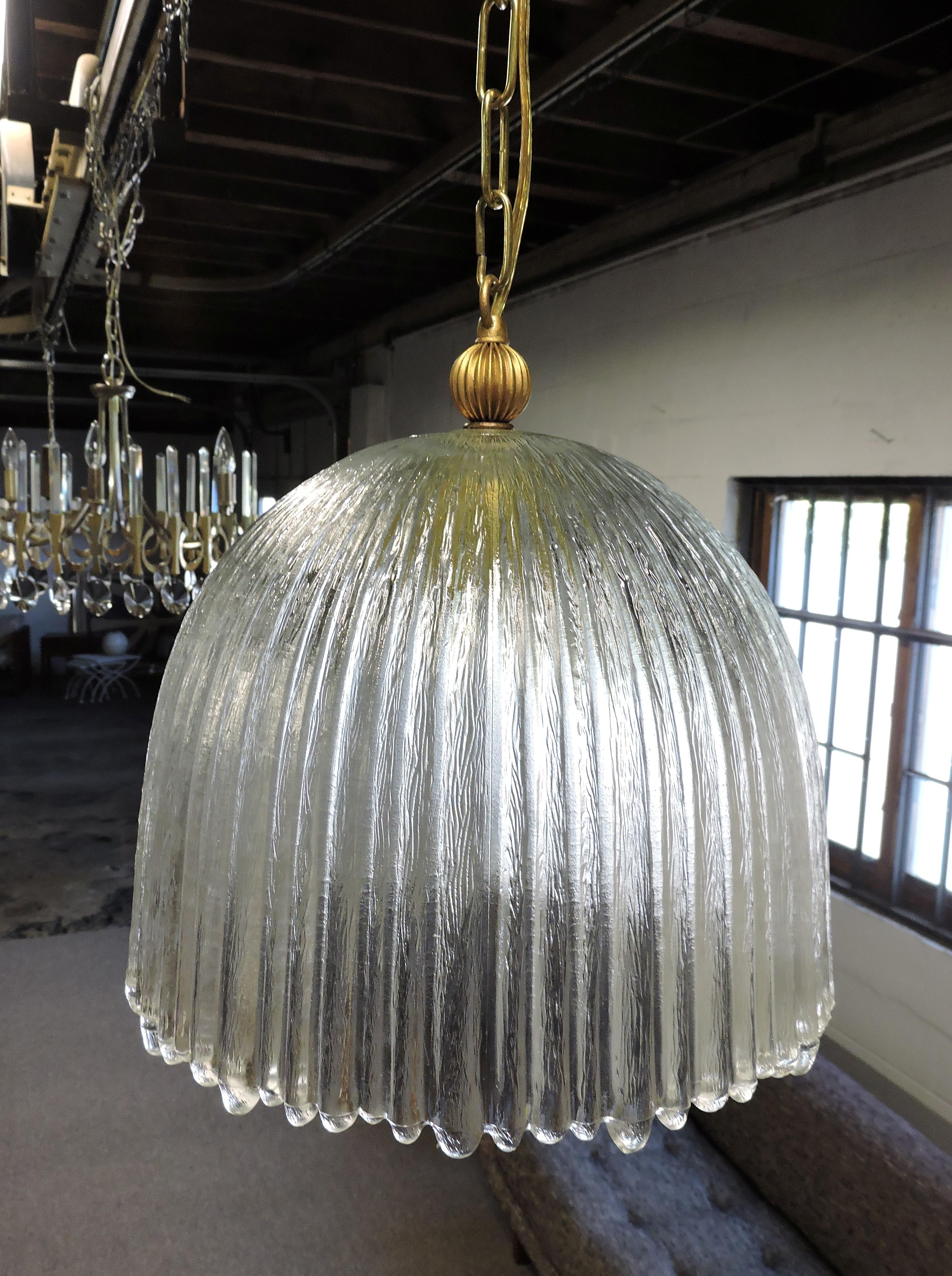 Mid-Century Modern Italian Glass Dome Pendant Light 3