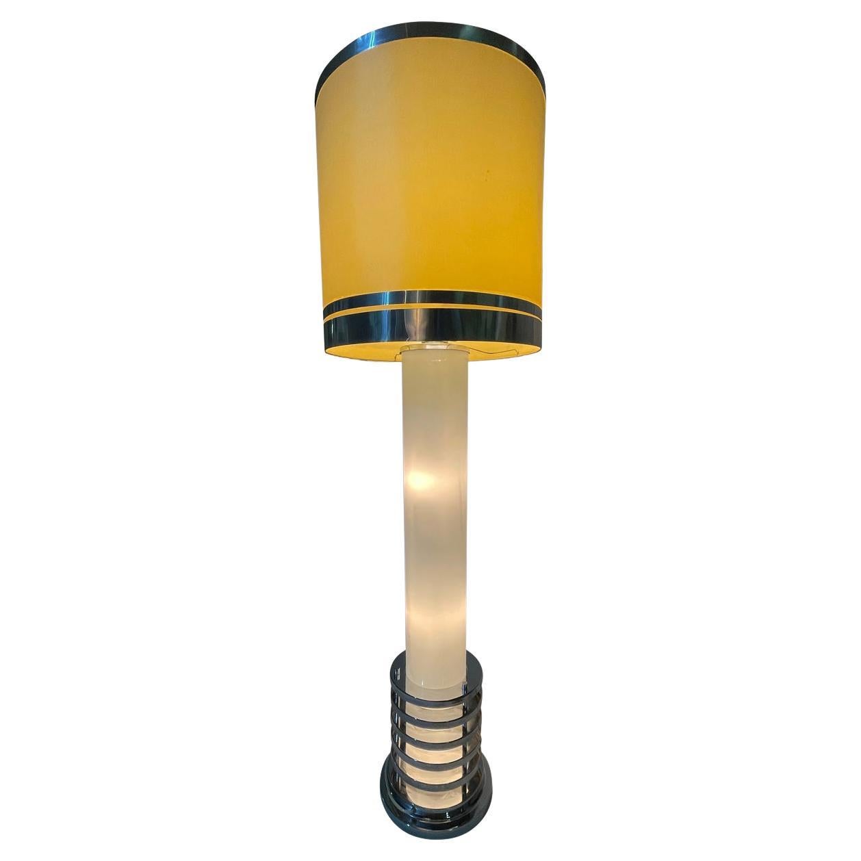 Mid-Century Modern Italian Glass Floor Lamp in Art Deco Form For Sale