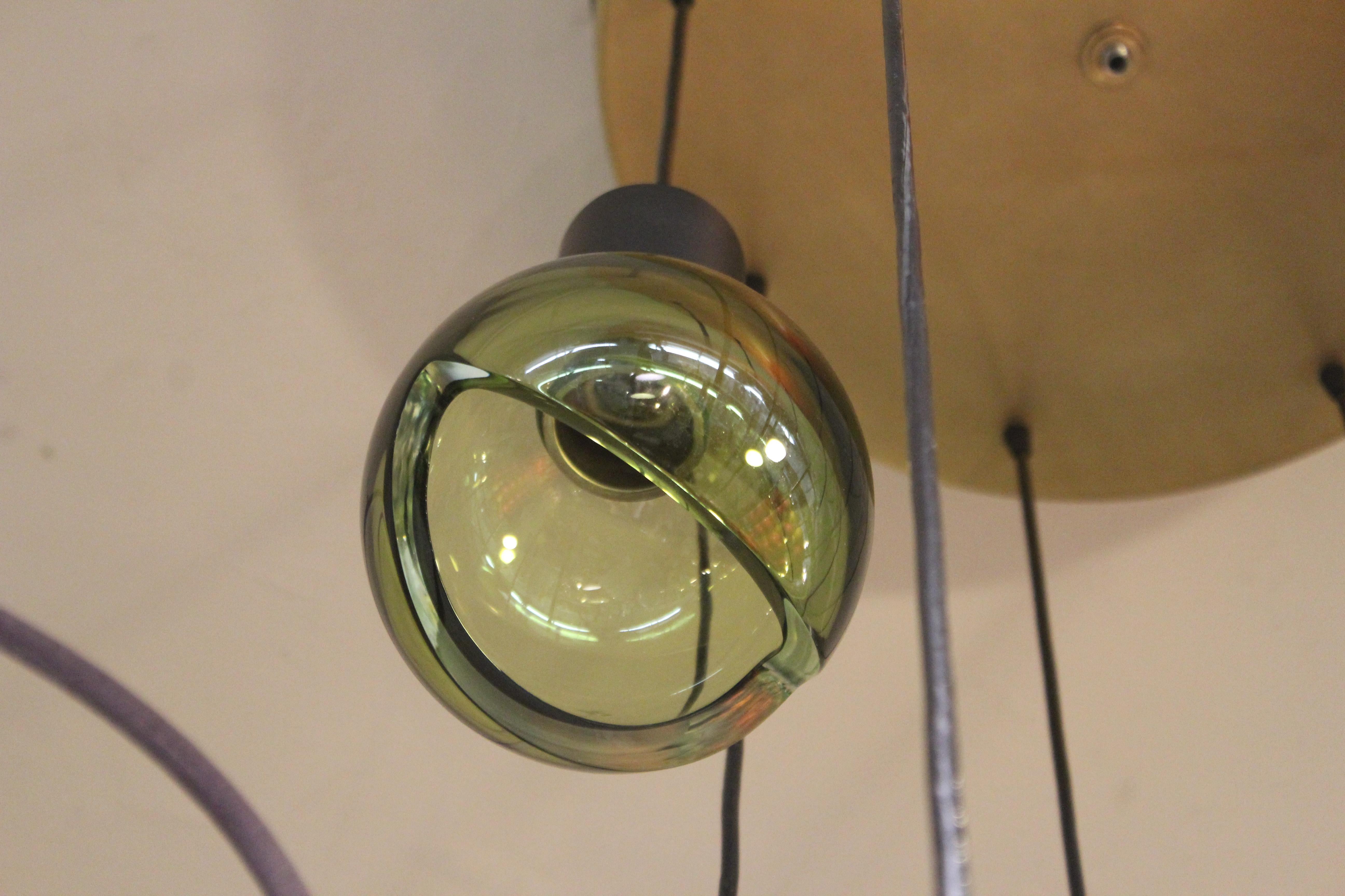 Gino Sarfatti Mid-Century Modern Italian Glass Orb Cascading Chandelier 2