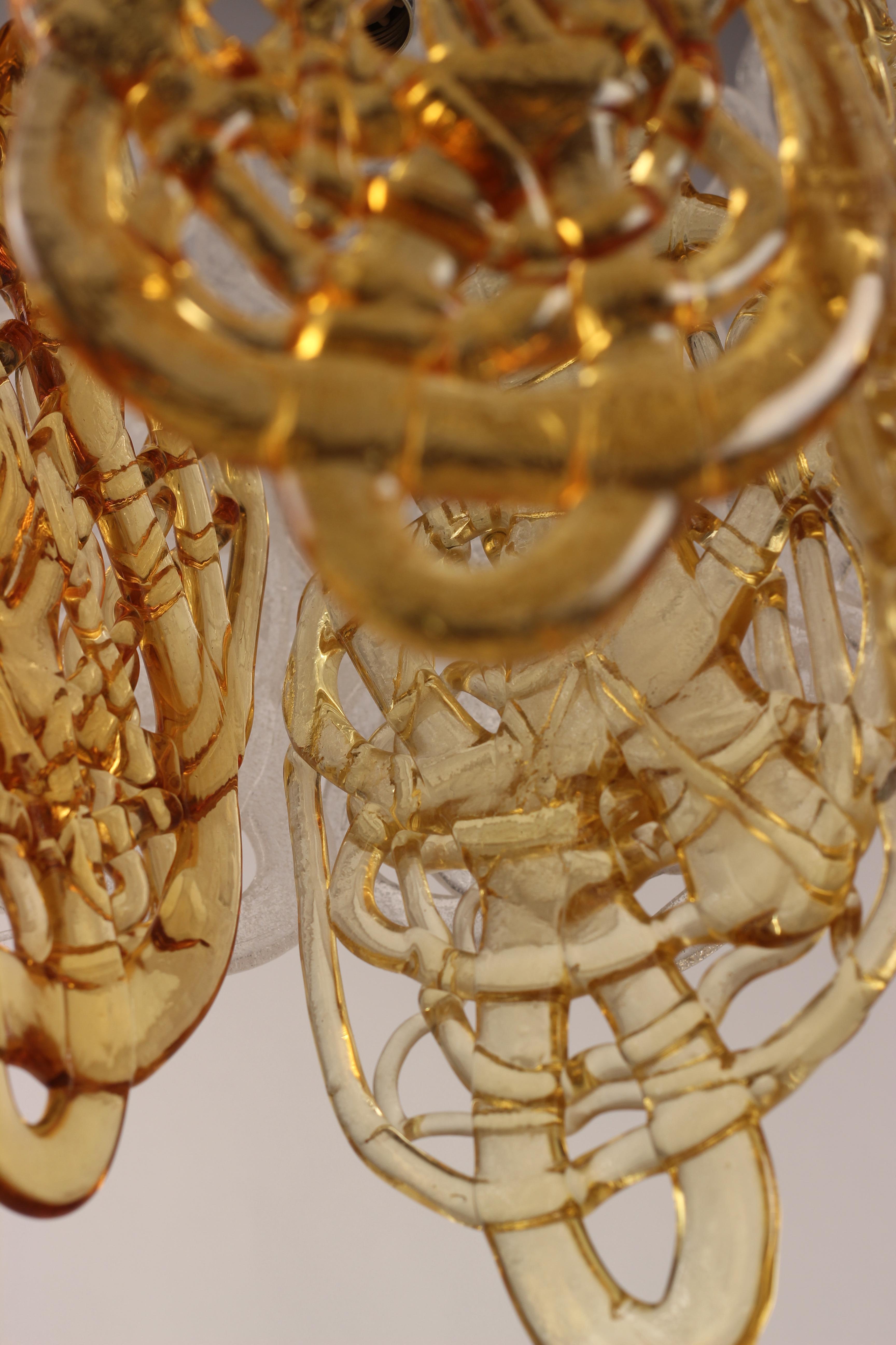 Metal Mid-Century Modern Italian Glass Pendant Light by Mazzega For Sale