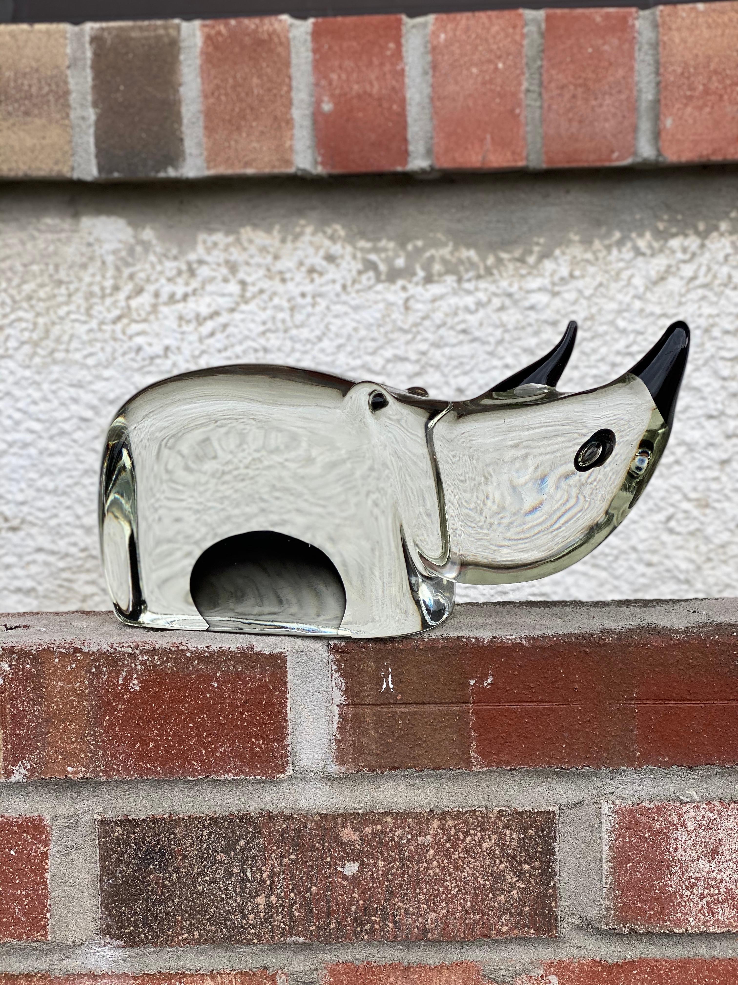 Mid-Century Modern Italian Glass  Rhinoceros by, Antonio Da Ros for Cenedese  In Good Condition In Englewood, NJ
