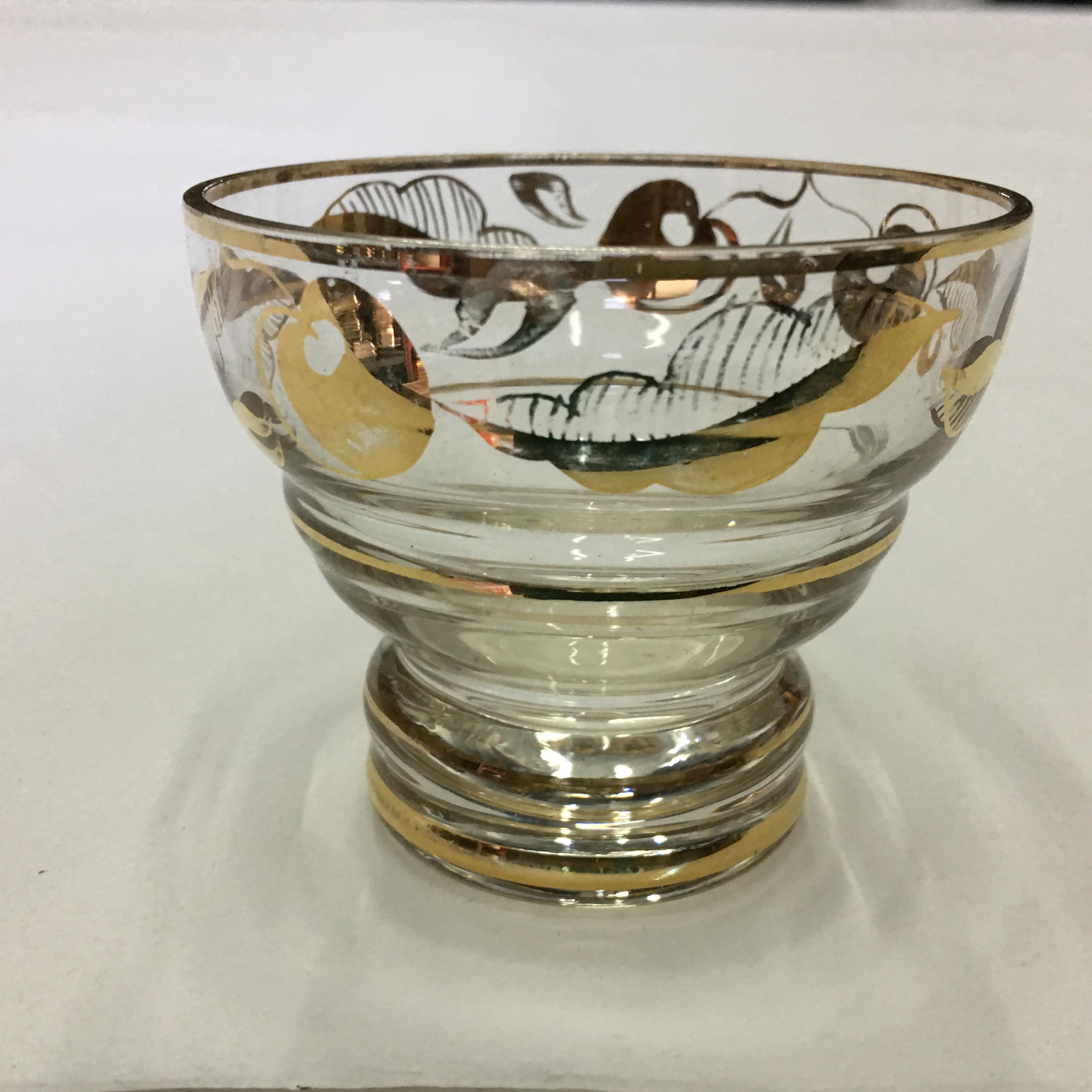 1950s Mid-Century Modern Italian Gilded Glass Under spirit Cherries Set For Sale 7