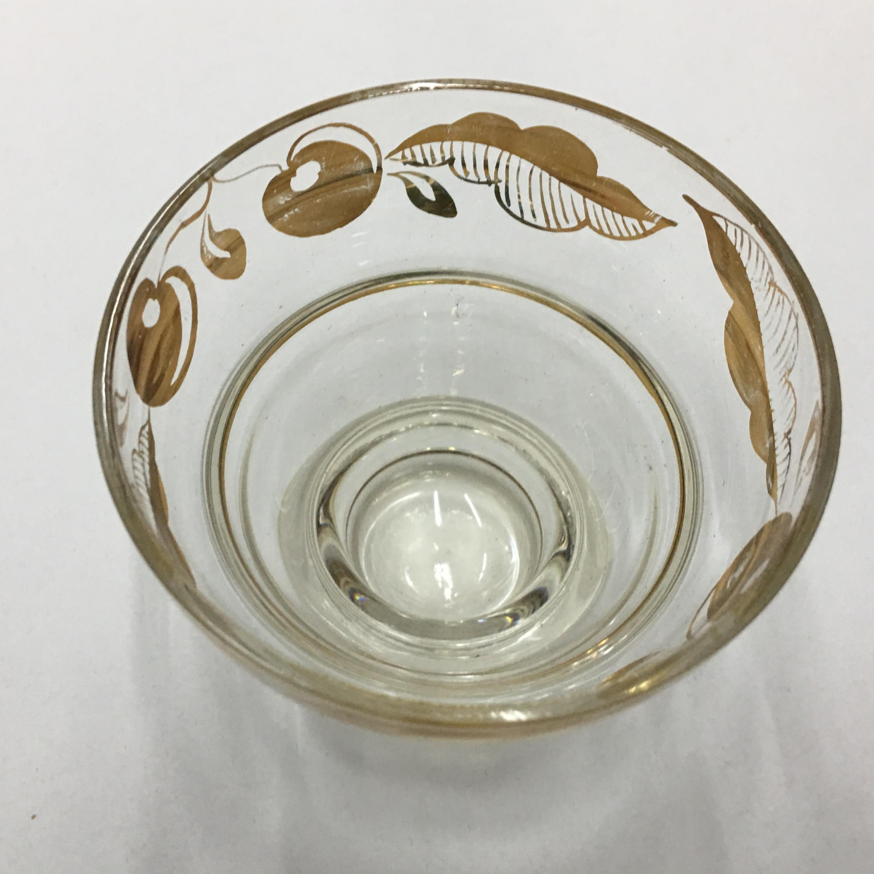 1950s Mid-Century Modern Italian Gilded Glass Under spirit Cherries Set For Sale 10