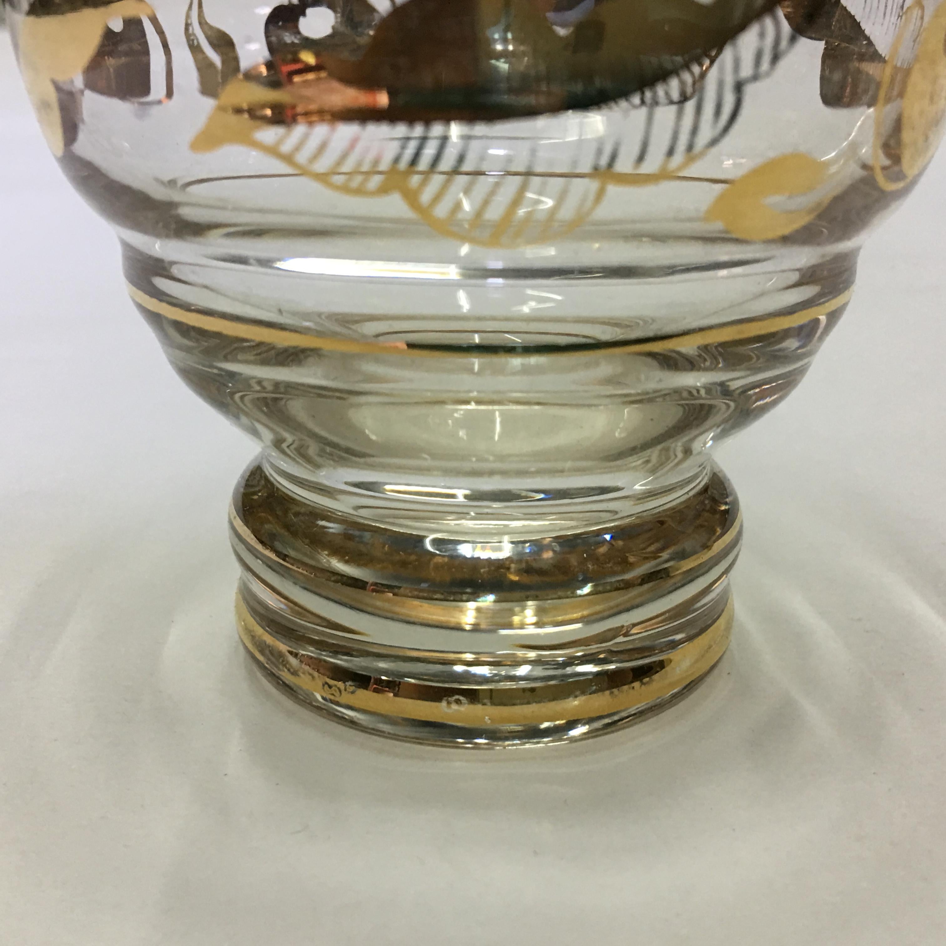 1950s Mid-Century Modern Italian Gilded Glass Under spirit Cherries Set  For Sale 11