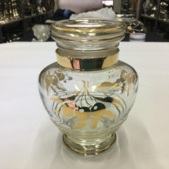 1950s Mid-Century Modern Italian Gilded Glass Under spirit Cherries Set