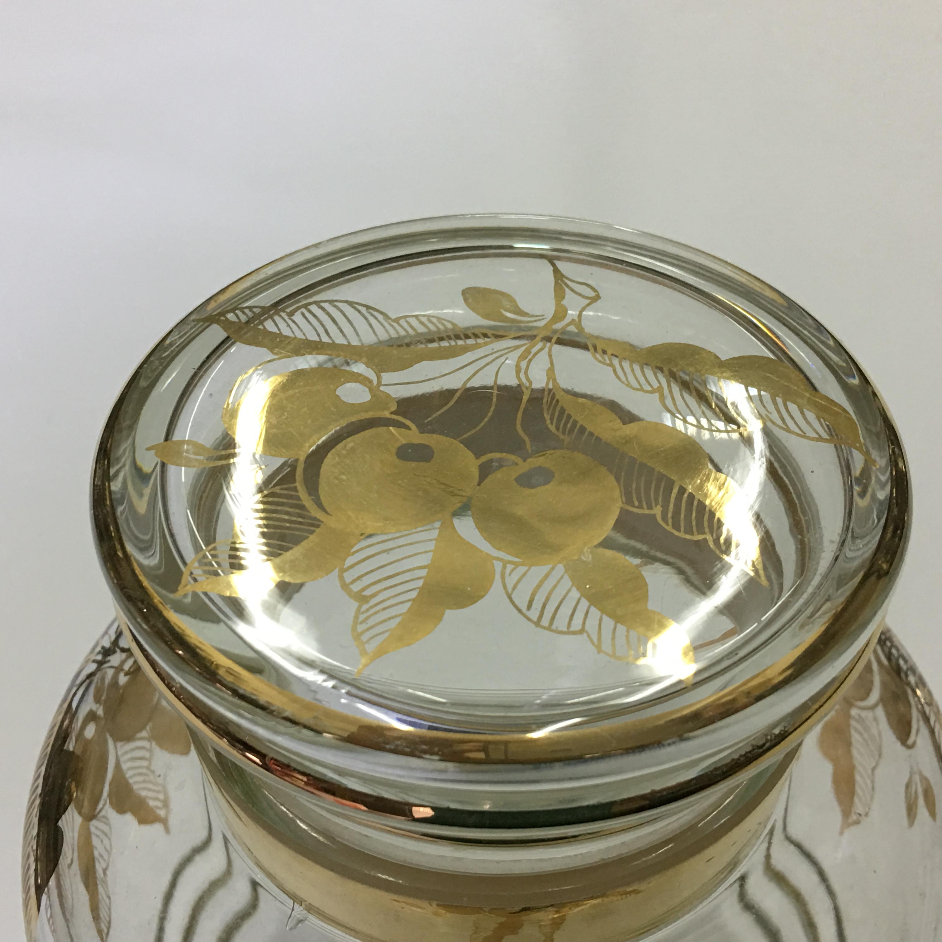 italien 1950s Mid-Century Modern Italian Gilded Glass Under spirit Cherries Set  en vente