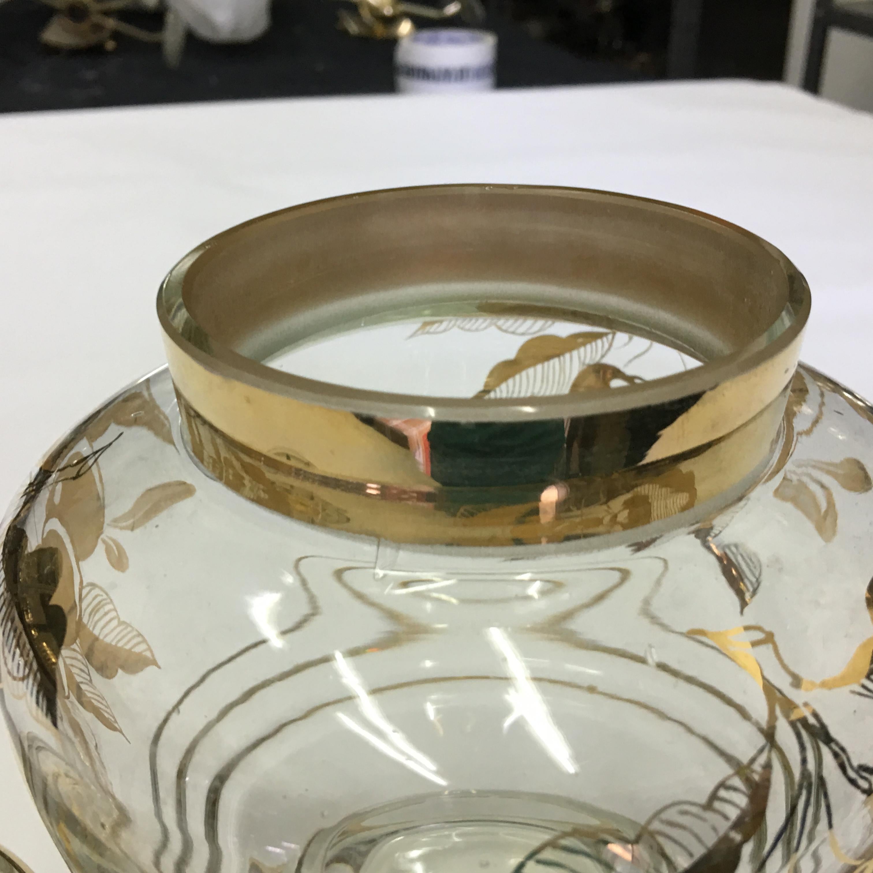 1950s Mid-Century Modern Italian Gilded Glass Under spirit Cherries Set For Sale 4