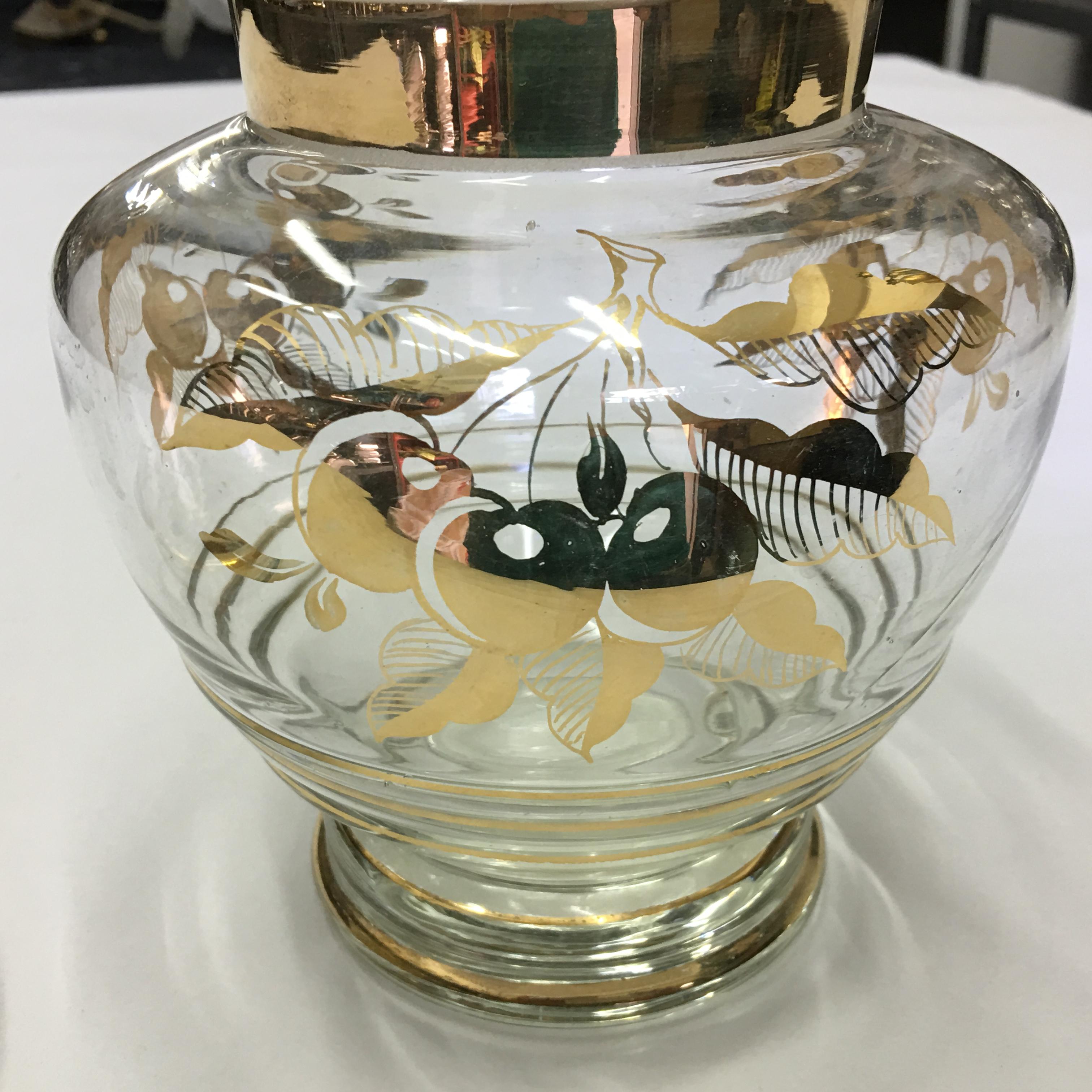 1950s Mid-Century Modern Italian Gilded Glass Under spirit Cherries Set For Sale 5