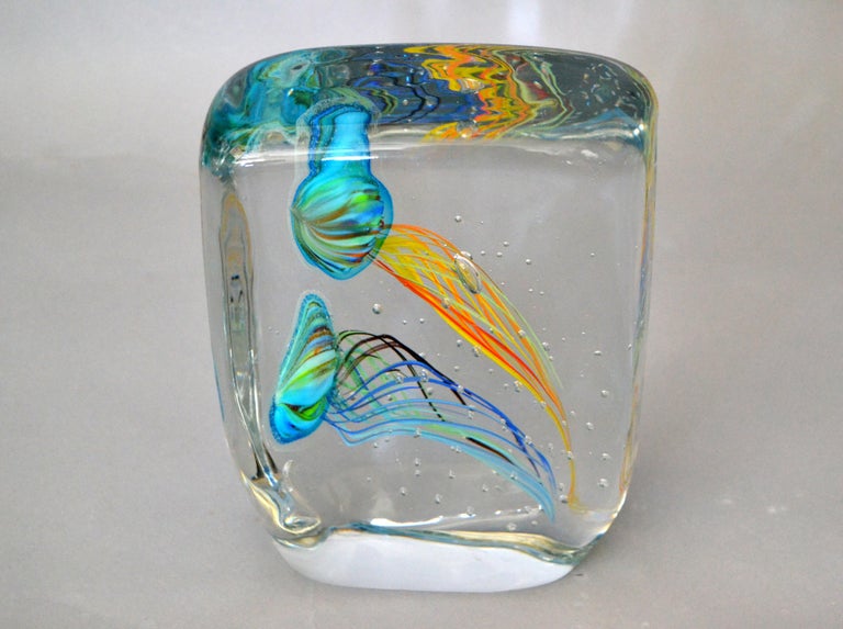 Mid-Century Modern Italian Glass Studio of Murano Handcrafted Fish Aquarium  For Sale 5