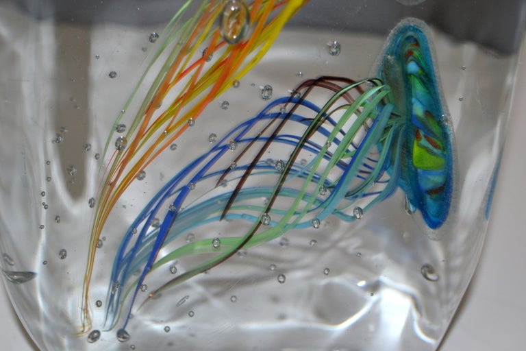 Mid-Century Modern Italian Glass Studio of Murano Handcrafted Fish Aquarium  In Good Condition For Sale In Miami, FL