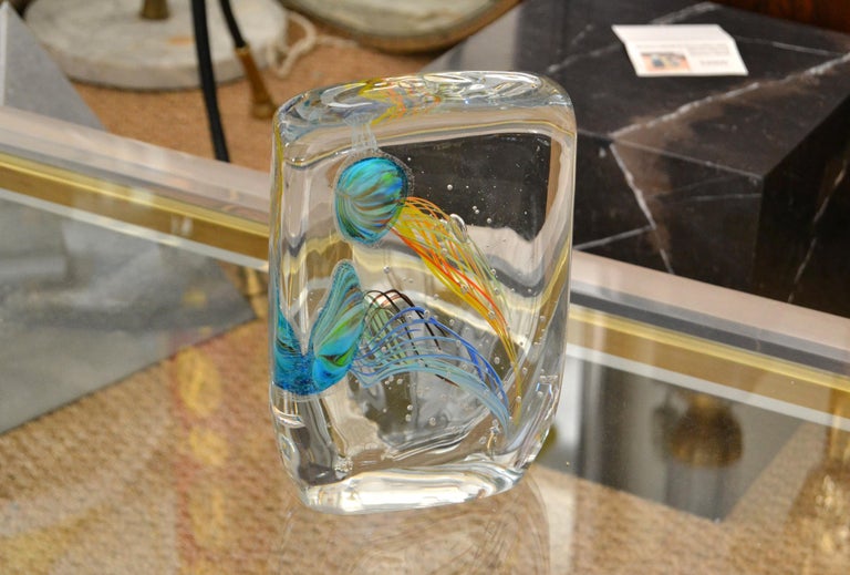 Murano Glass Mid-Century Modern Italian Glass Studio of Murano Handcrafted Fish Aquarium  For Sale