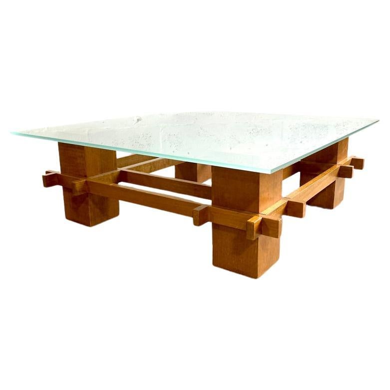 Mid Century Modern Italian Glass Top Coffee Table