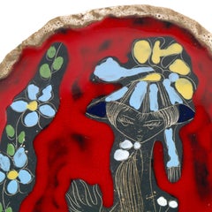Piatto decorativo in ceramica smaltata italiana di metà secolo di Paolo De Poli
