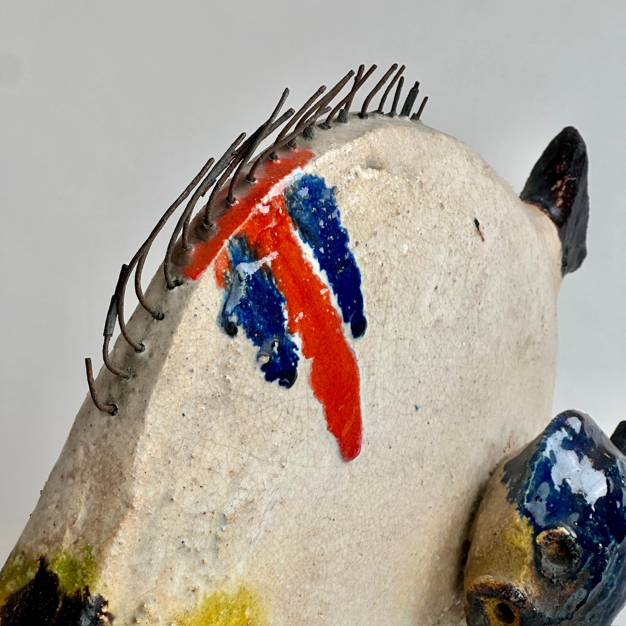 Mid-Century Modern Italian Glazed Ceramic Fish Sculpture by Ivo De Santis For Sale 2