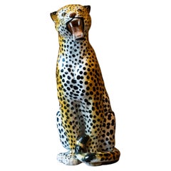 Mid-Century Modern Italian Glazed Ceramic Leopard Sculpture, Italy, 1970s Mid-Century Modern Italian Glazed Ceramic Leopard Sculpture, Italy, 1970s