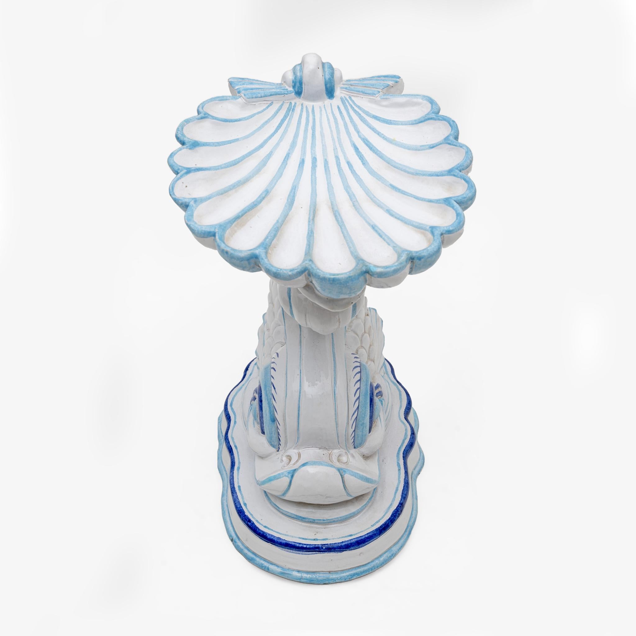 Mid-Century Modern Mid-century Modern Italian Glazed Terracotta Dolphin Garden Stool, 1960s