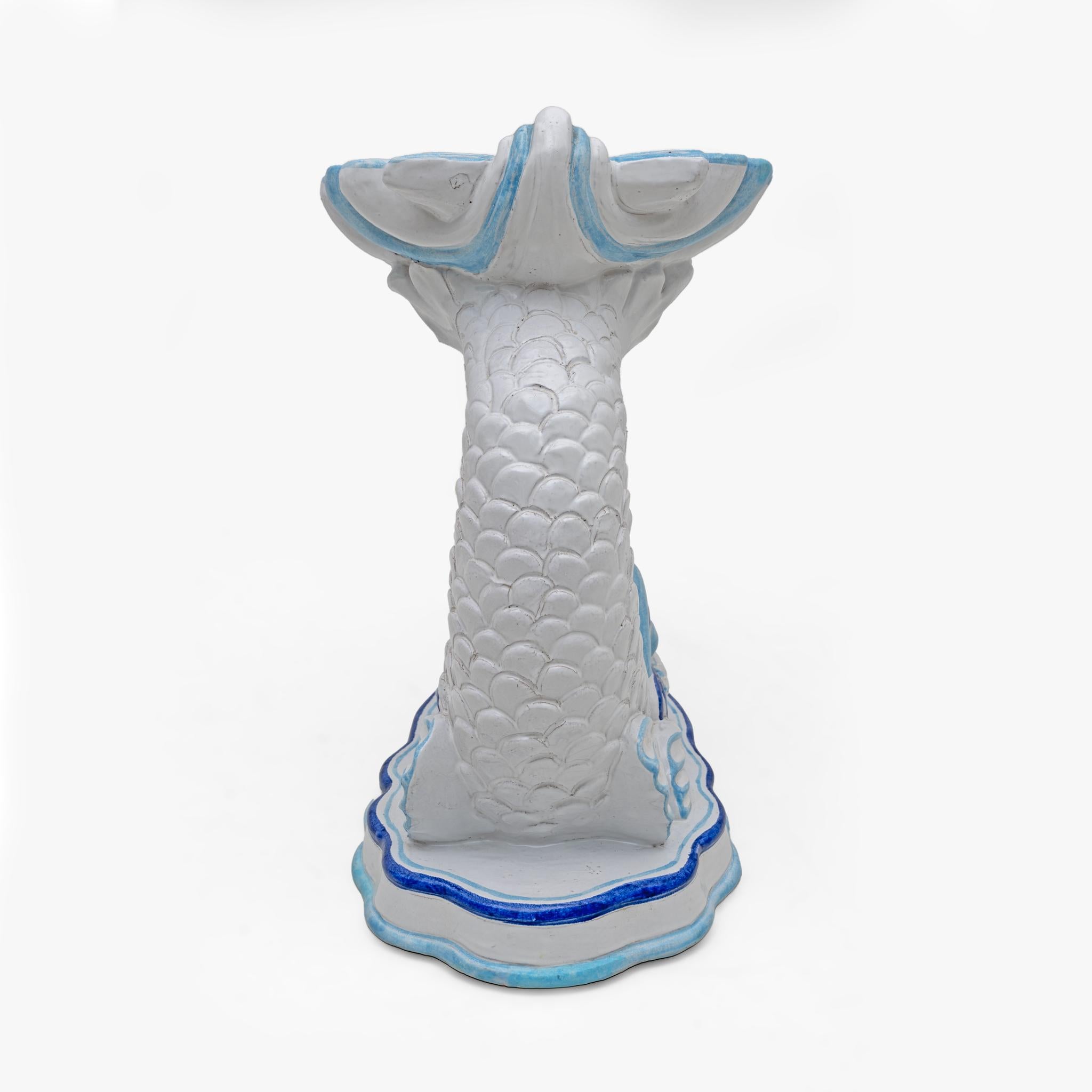 Mid-20th Century Mid-century Modern Italian Glazed Terracotta Dolphin Garden Stool, 1960s