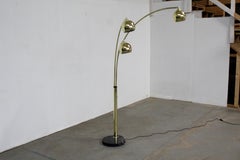 Mid-Century Modern Italian Gold Chrome & Marble Guzzini Style Arc Floor Lamp