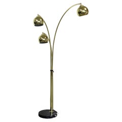 Mid-Century Modern Italian Gold Chrome & Marble Guzzini Style Arc Floor Lamp