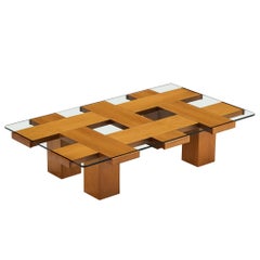 Mid-Century Modern Italian Graphic Coffee Table with Walnut Grid Framework