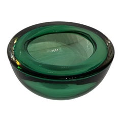 Mid-Century Modern Italian Green Art Glass Bowl Sculpture