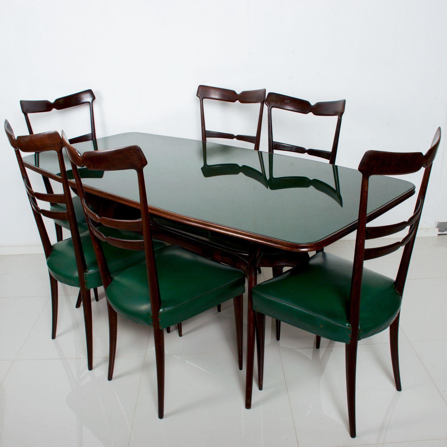 Mid-Century Modern 1950s Modern Italy Green Mahogany Dining Table after ICO PARISI