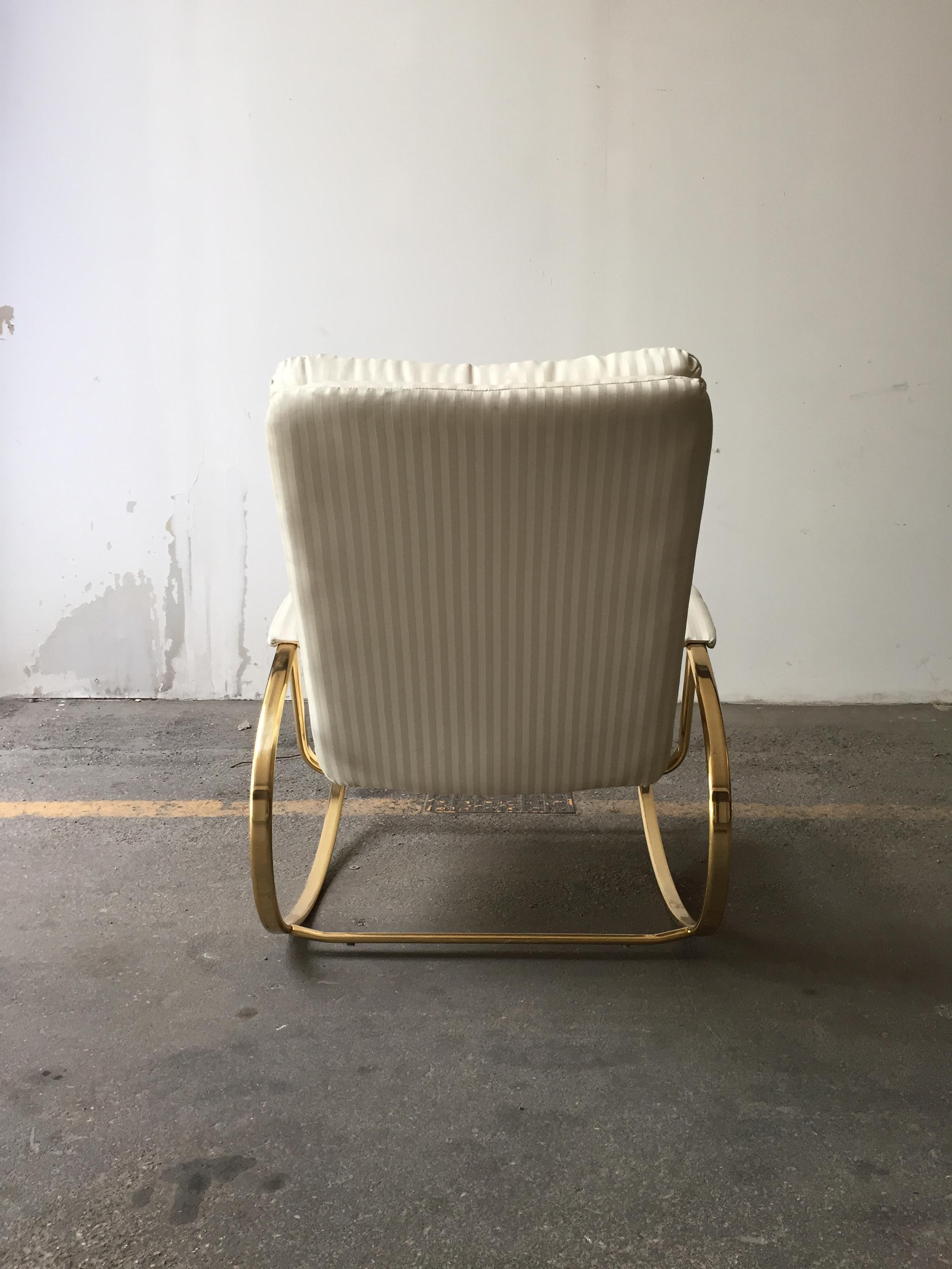 Mid-Century Modern Italian Guido Faleschini Gilt Metal Lounge Rocking Chair 9