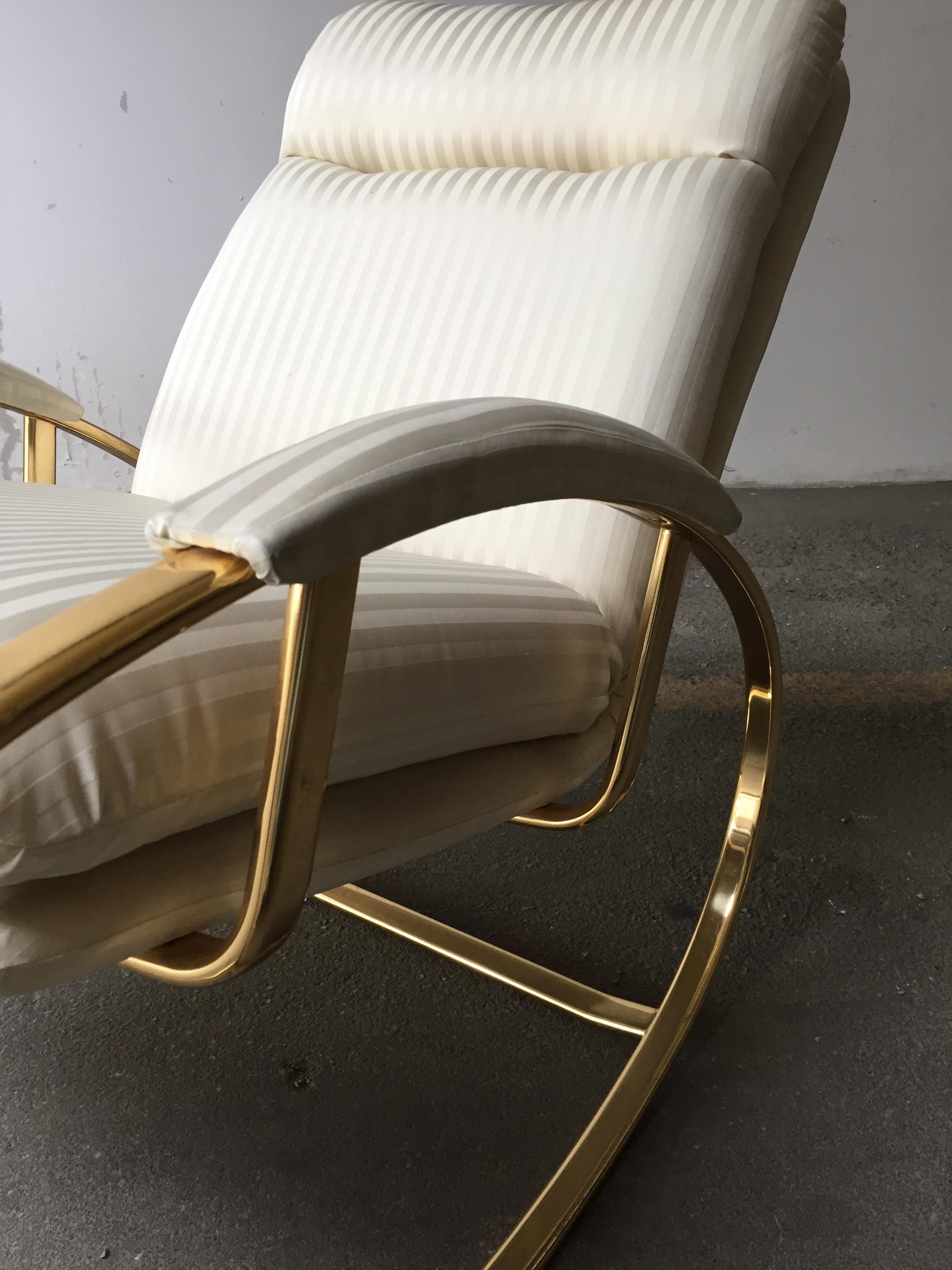 Mid-Century Modern Italian Guido Faleschini Gilt Metal Lounge Rocking Chair 10