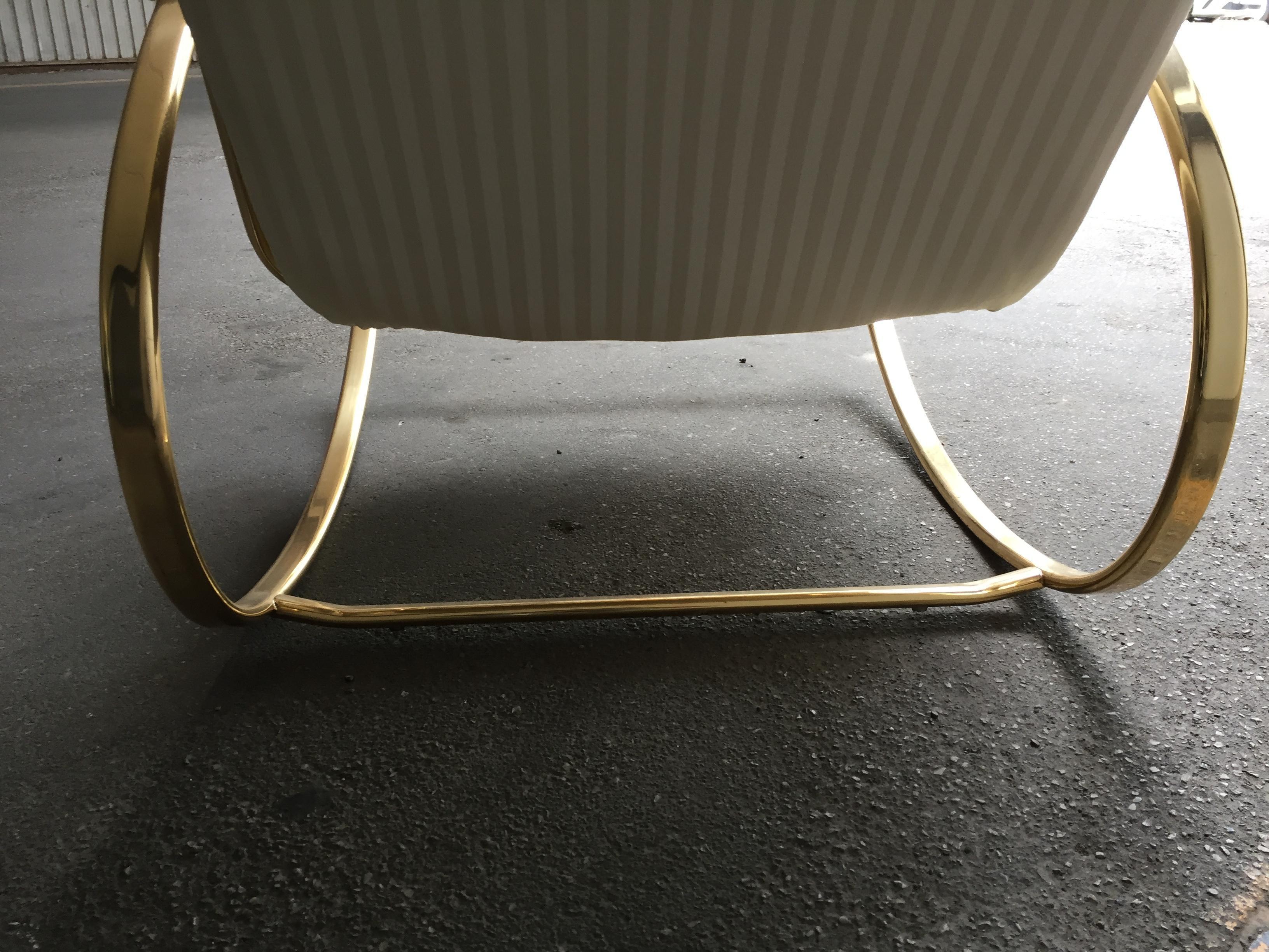 Mid-Century Modern Italian Guido Faleschini Gilt Metal Lounge Rocking Chair 14