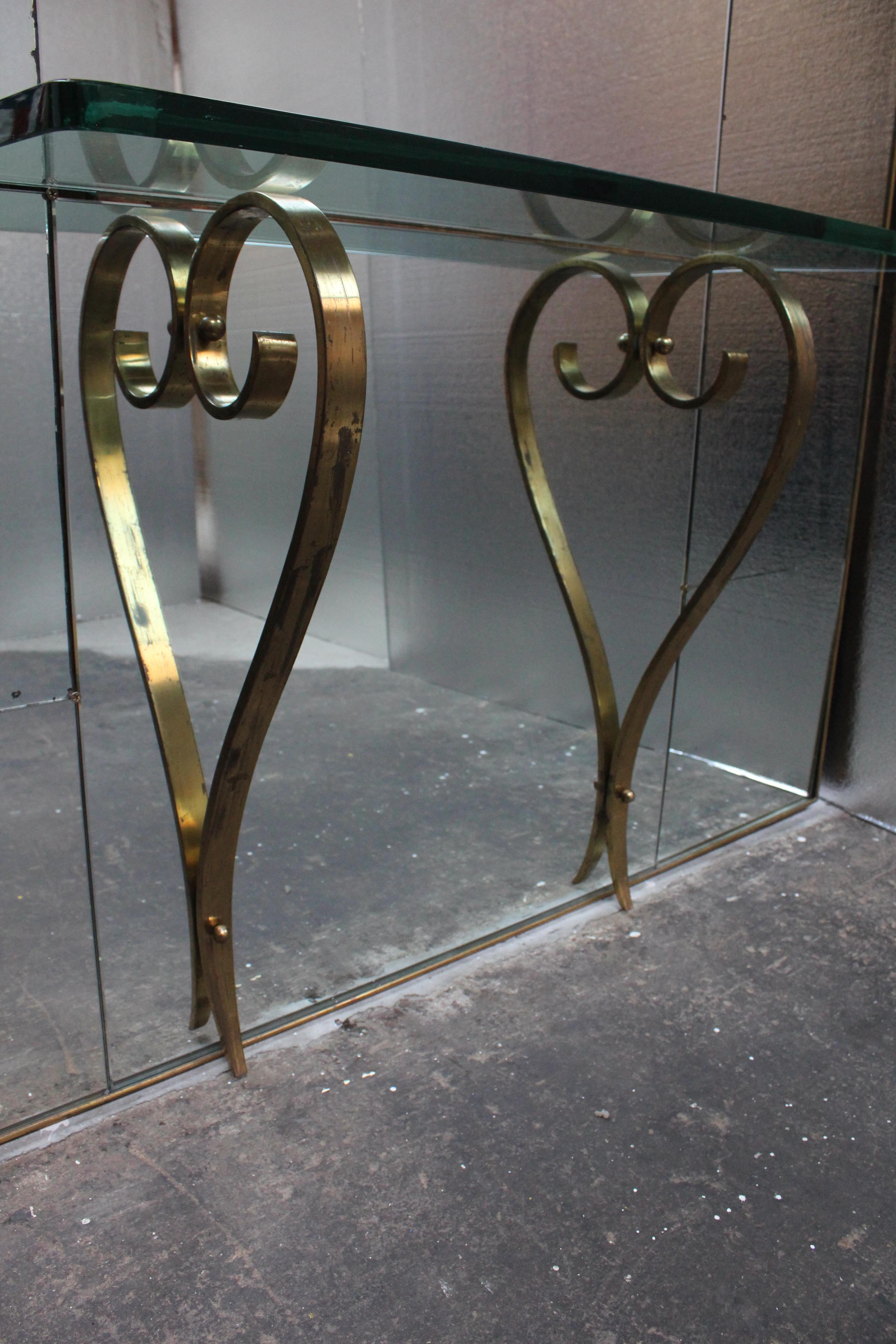 Mid-20th Century Mid-Century Modern Italian Hallway Mirror with Console For Sale
