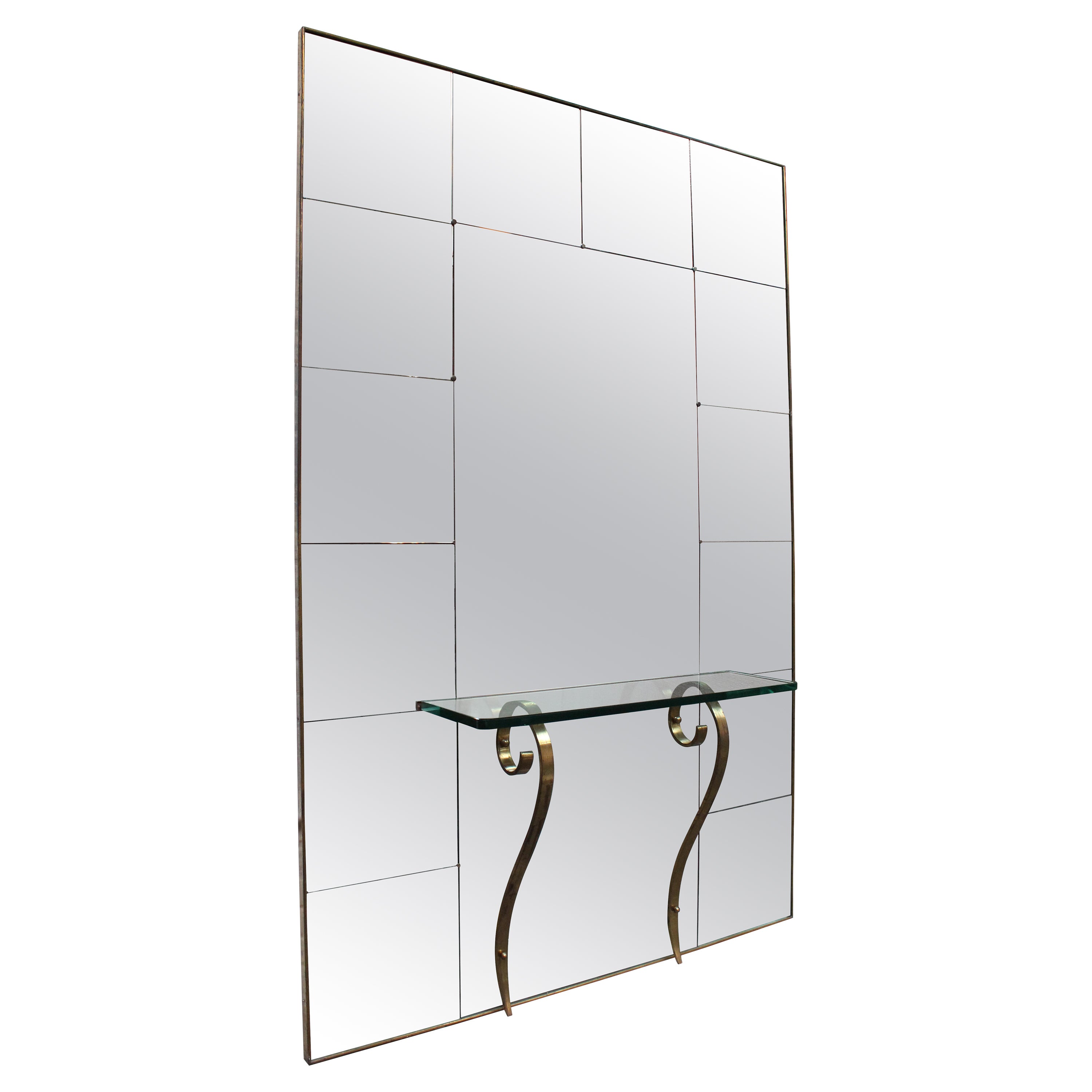 Mid-Century Modern Italian Hallway Mirror with Console