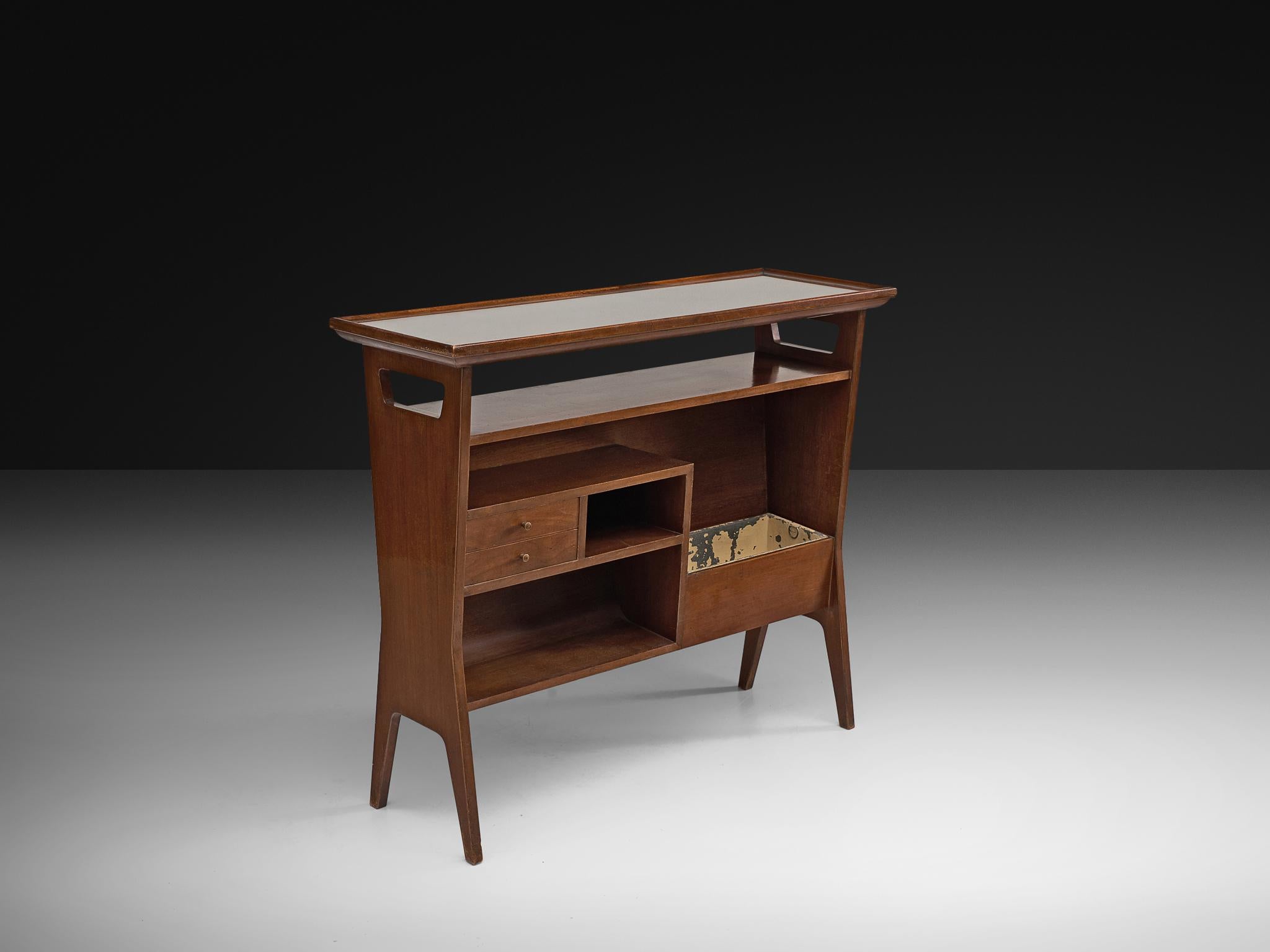 Mid-Century Modern Italian Home Bar With Cabinet and Stools in Walnut For Sale 2