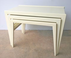 Ico Parisi / Singer & Son New Lacquer in Creamy White Wood S/3 Stacking Tables