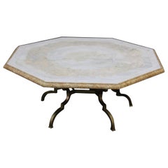 Mid-Century Modern Italian Inlaid Marble and Brass Octagonal Coffee Table Mid-Century Modern Italian Inlaid Marble and Brass Octagonal Coffee Table