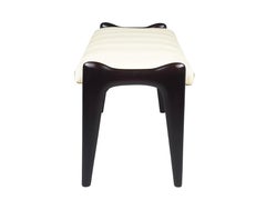 Mid-Century Modern Italian ivory skai & Wood Ottomans, 1950s, Set of 2