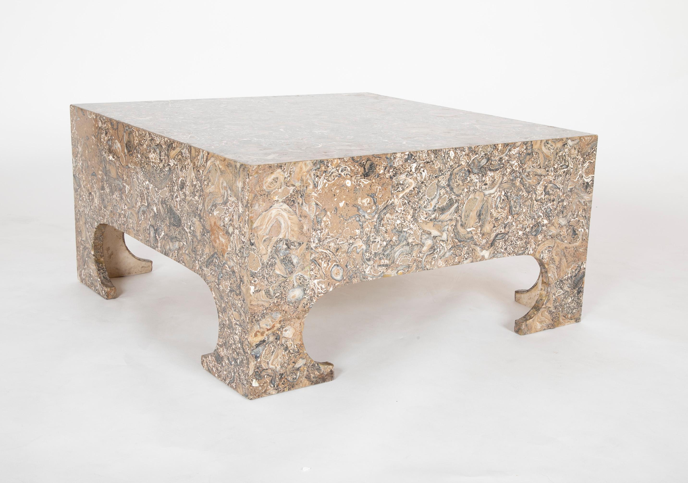 Mid-Century Modern Italian jasper marble coffee table, circa 1970s.